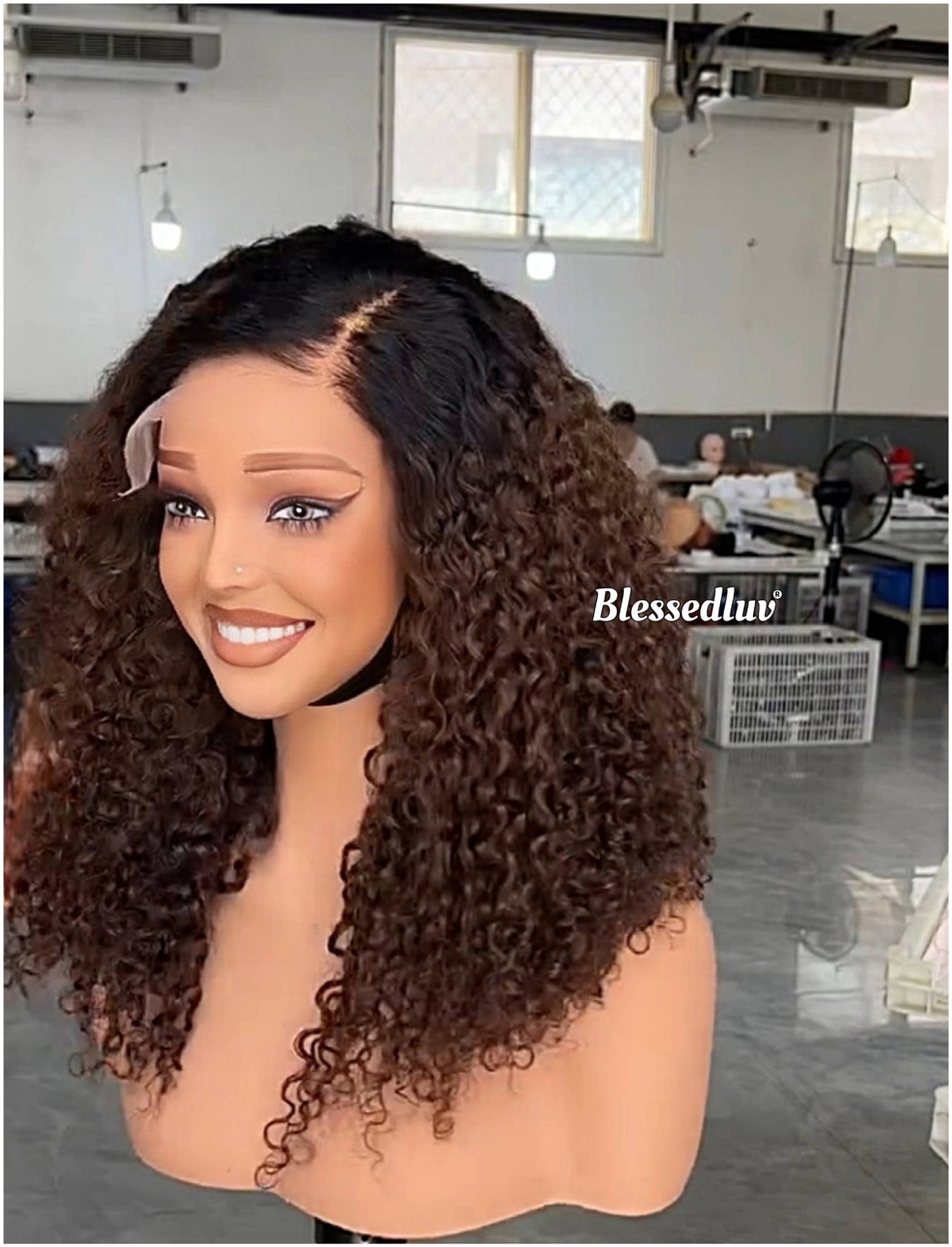 Lorri - Ombré Curly Texture Ventilated Kinky Wig / Choose Lagos Hairline or Standard Hairline-Blessedluv.com-Brazilianweave.com