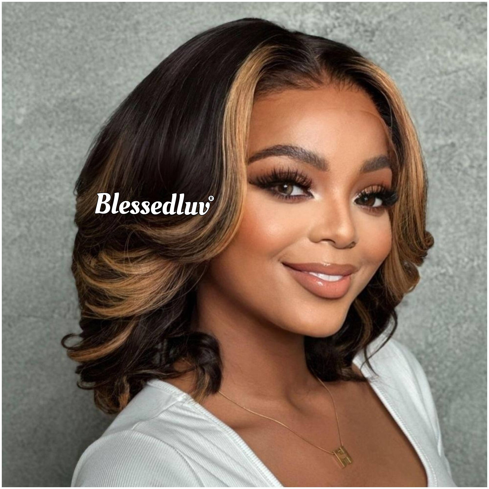 Ebere – Glueless Layered HD Closure Lace Wig in Highlights, Ready to Wear-Blessedluv.com-Brazilianweave.com