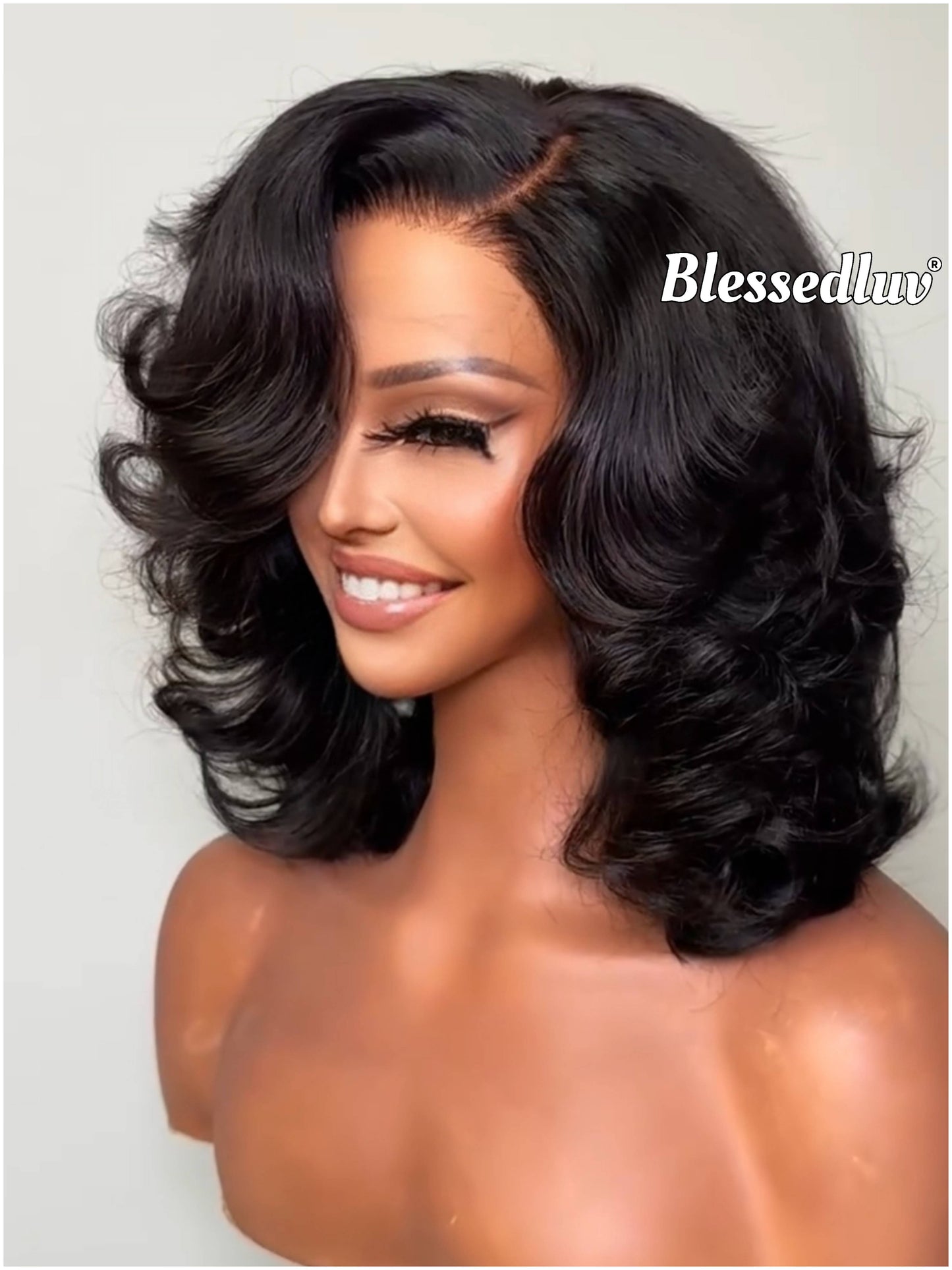 May – Layered Bouncy Curls Glueless HD 5x5 Closure Lace Wig, Ready to Wear-Blessedluv.com-Brazilianweave.com