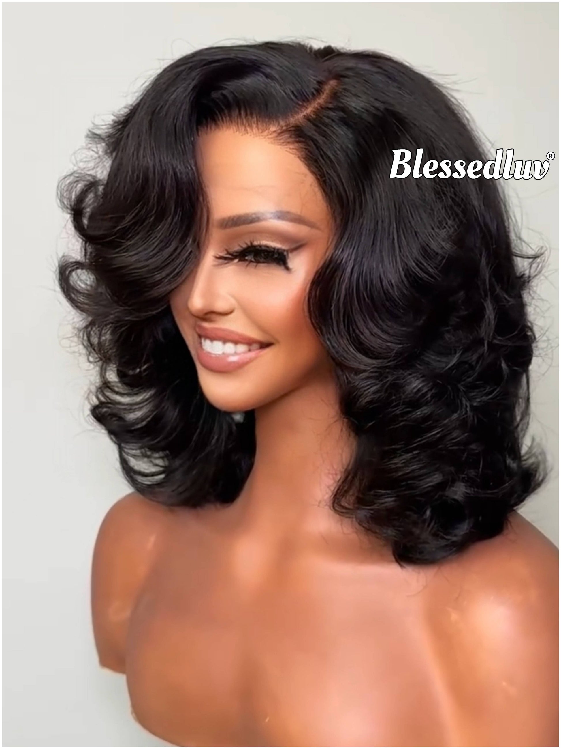 May – Layered Bouncy Curls Glueless HD 5x5 Closure Lace Wig, Ready to Wear-Blessedluv.com-Brazilianweave.com