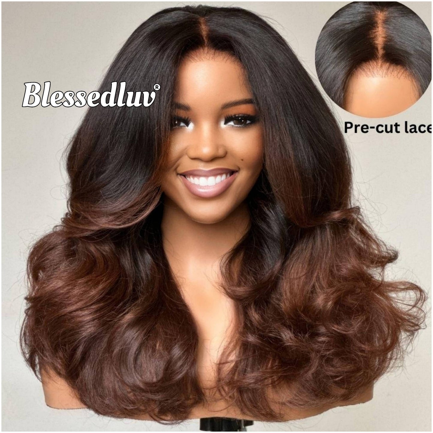 Helena – Glueless Layered HD 5x5 Closure Lace Wig in Ombré, Ready to Wear-Blessedluv.com-Brazilianweave.com