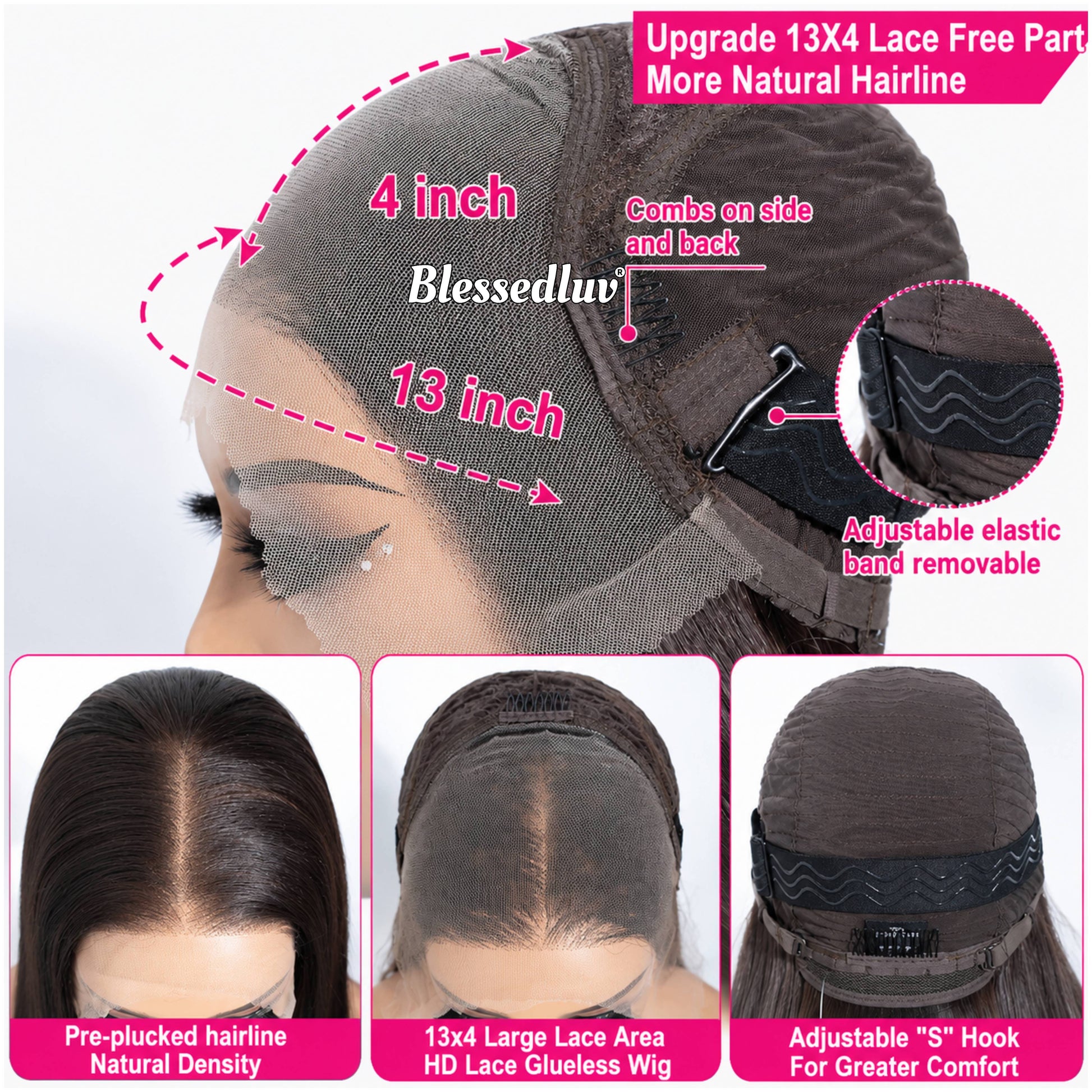 Sabrina – Bone Straight Lookalike Glueless Premium Human Hair Blend Wig-Wig-Blessedluv.com-Brazilianweave.com