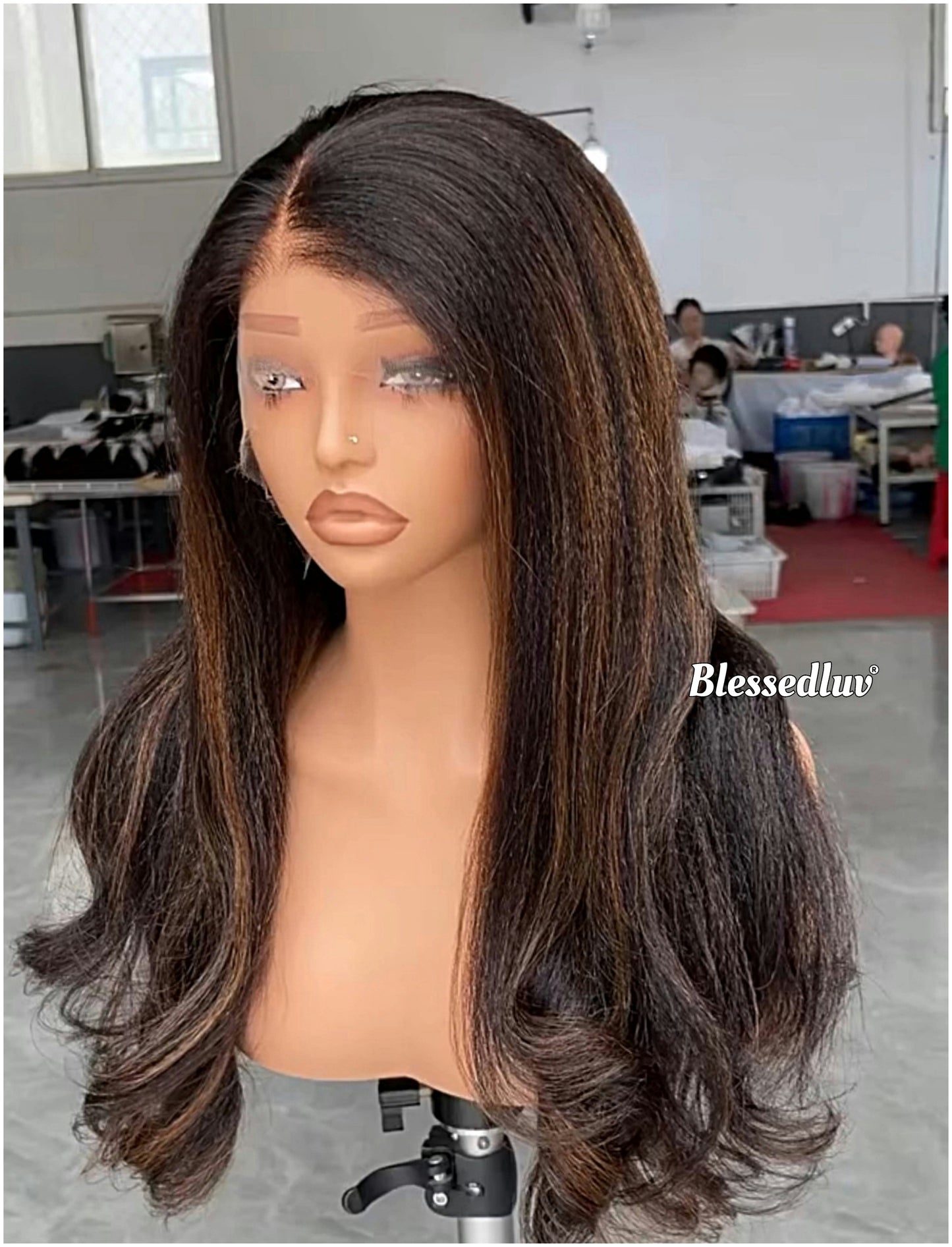 Addison - Highlights Texture Ventilated Kinky Wig / Choose Lagos Hairline or Standard Hairline