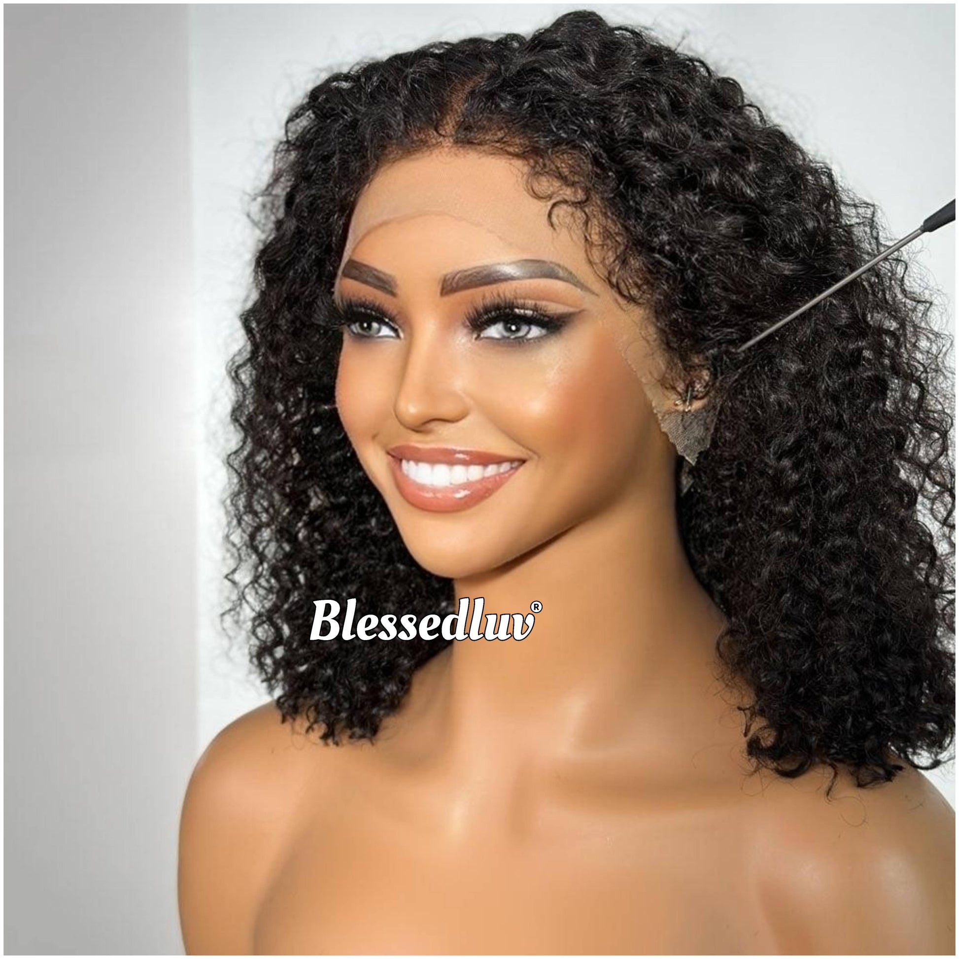 Victoria - Curly 360 Drawstring Frontal Kinky Straight Texture Ventilated Lace Wig-Blessedluv.com-Brazilianweave.com