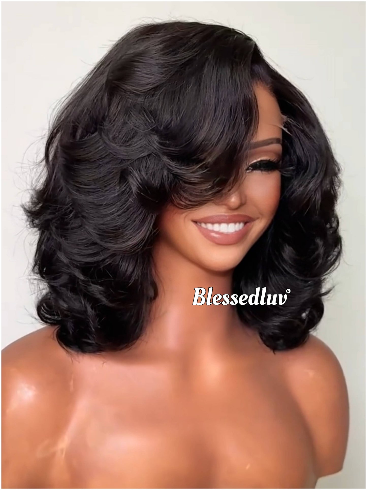 May – Layered Bouncy Curls Glueless HD 5x5 Closure Lace Wig, Ready to Wear-Blessedluv.com-Brazilianweave.com