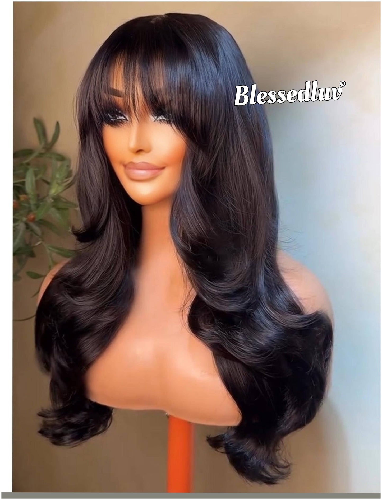 Sammy – Glueless Fringe Layered Bangs HD 4x4 Closure Lace Wig , Ready to Wear-Blessedluv.com-Brazilianweave.com