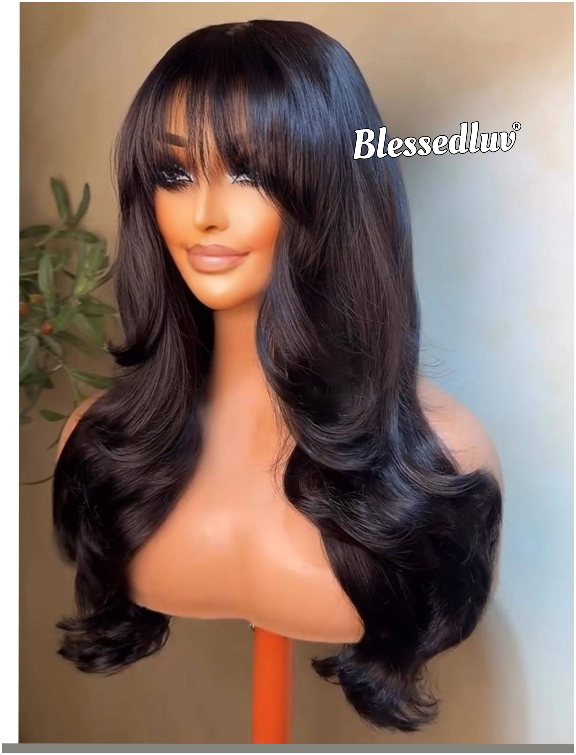 Sammy – Glueless Fringe Layered Bangs HD 4x4 Closure Lace Wig , Ready to Wear-Blessedluv.com-Brazilianweave.com