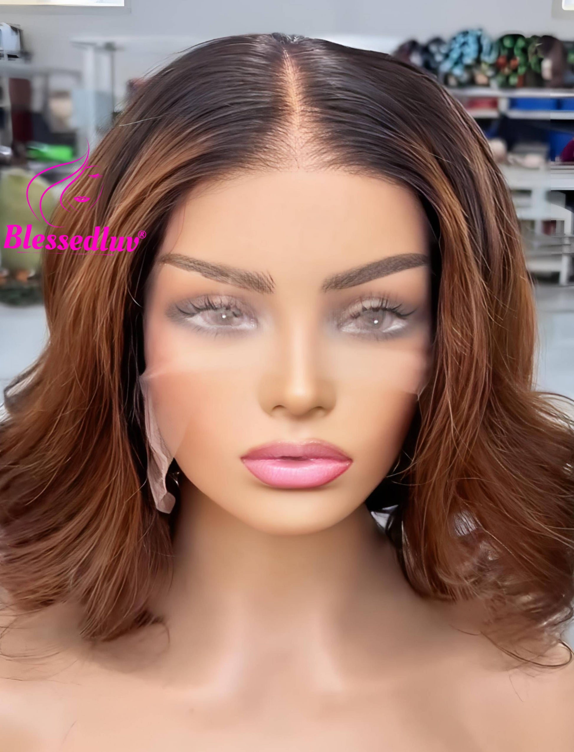 Sandra- HD Lace Frontal Ombre Wig - Bouncy Curls-WIG-Blessedluv.com-Brazilianweave.com