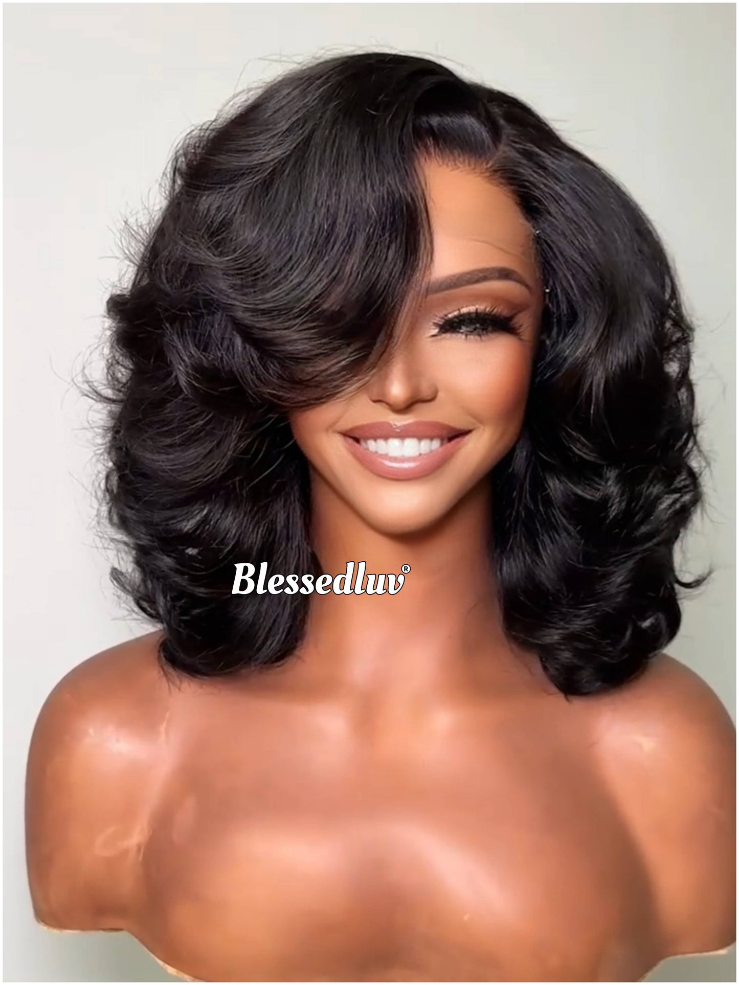 May – Layered Bouncy Curls Glueless HD 5x5 Closure Lace Wig, Ready to Wear-Blessedluv.com-Brazilianweave.com
