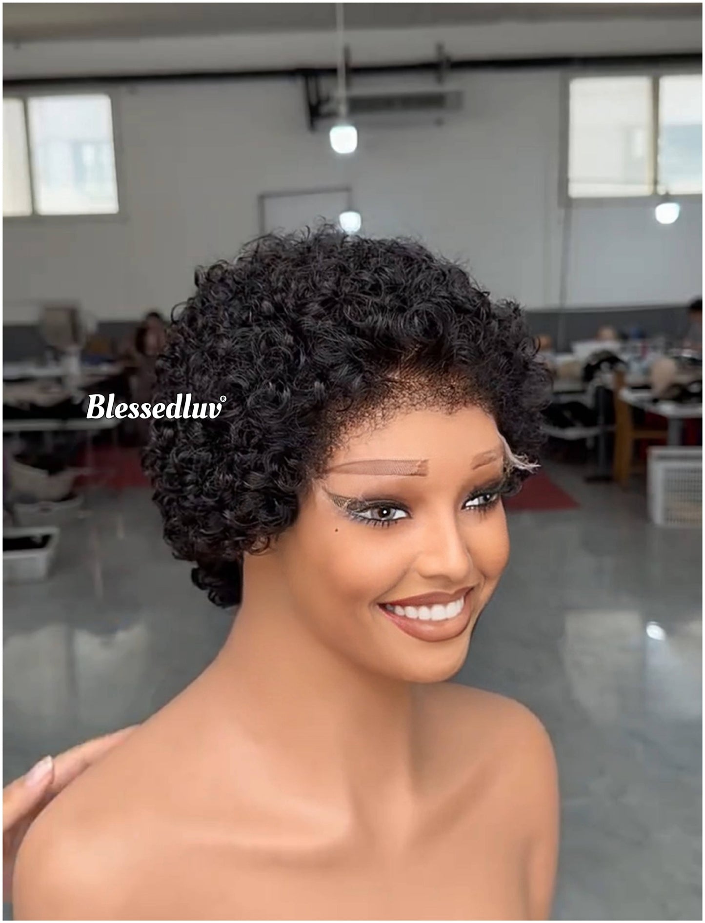 Heather – 5x5 Closure Afro Curly Pixie Glueless Lace Wig, Ready to Wear-Blessedluv.com-Brazilianweave.com