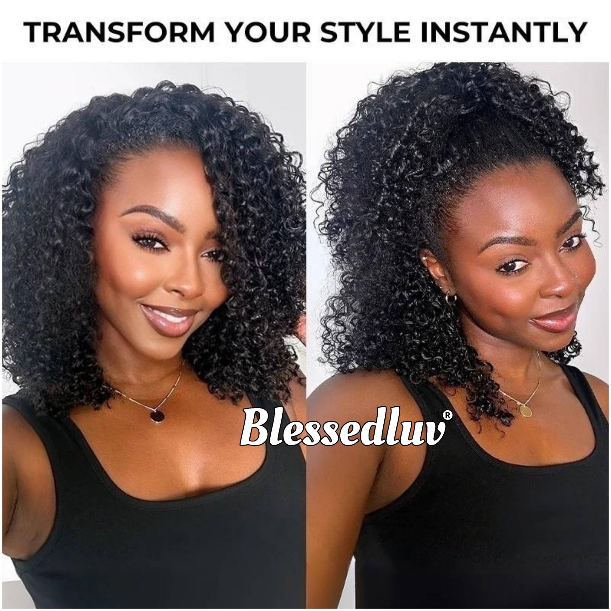 Nia - Half Wig - Afro curly Kinky Texture Glueless Wig-Blessedluv.com-Brazilianweave.com