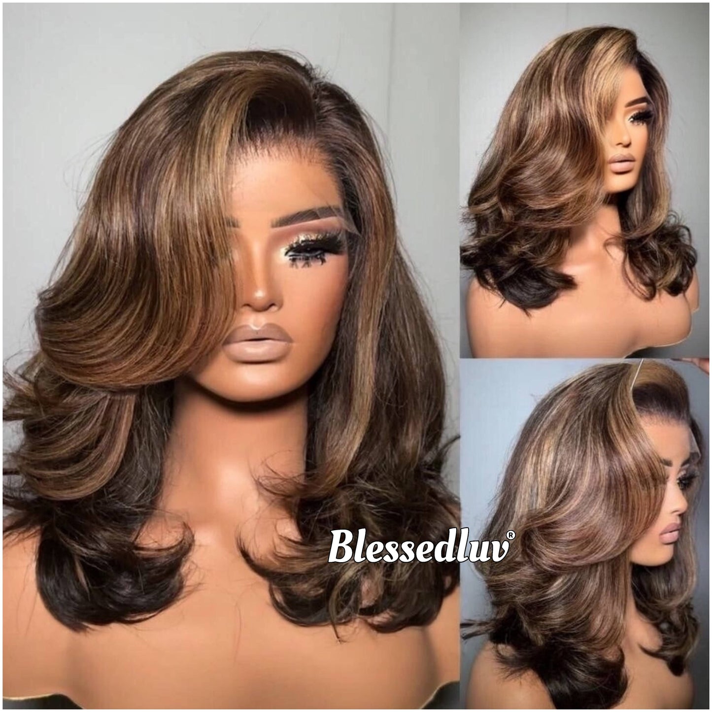 Tiffany – Glueless Layered HD Lace Wig in Highlights, Ready to Wear-Blessedluv.com-Brazilianweave.com