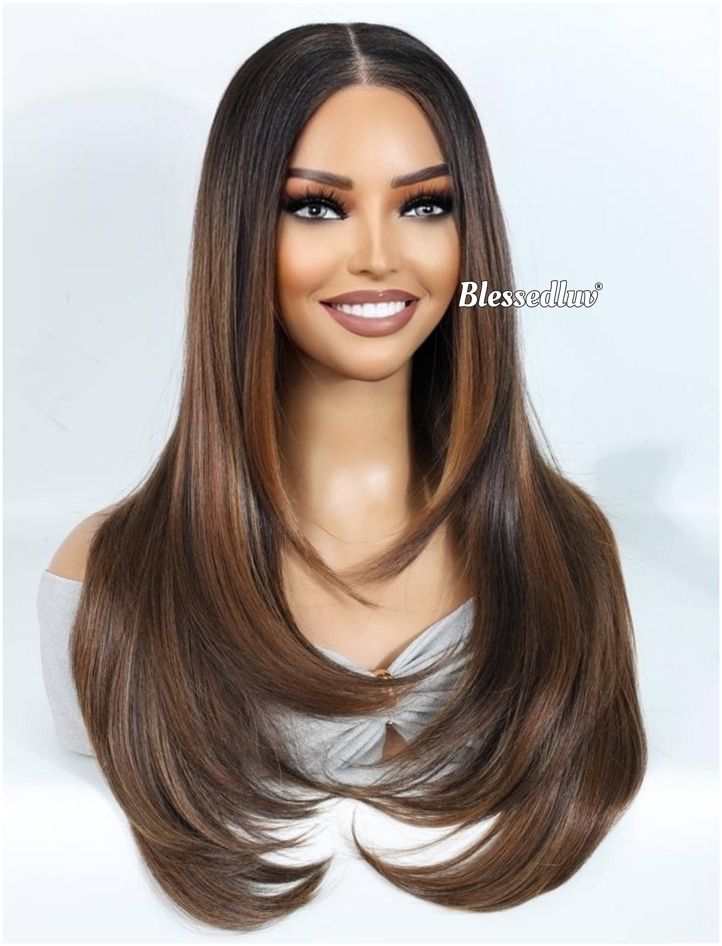 Kristen – Layered Premium Human Hair Blend Wig-Wig-Blessedluv.com-Brazilianweave.com