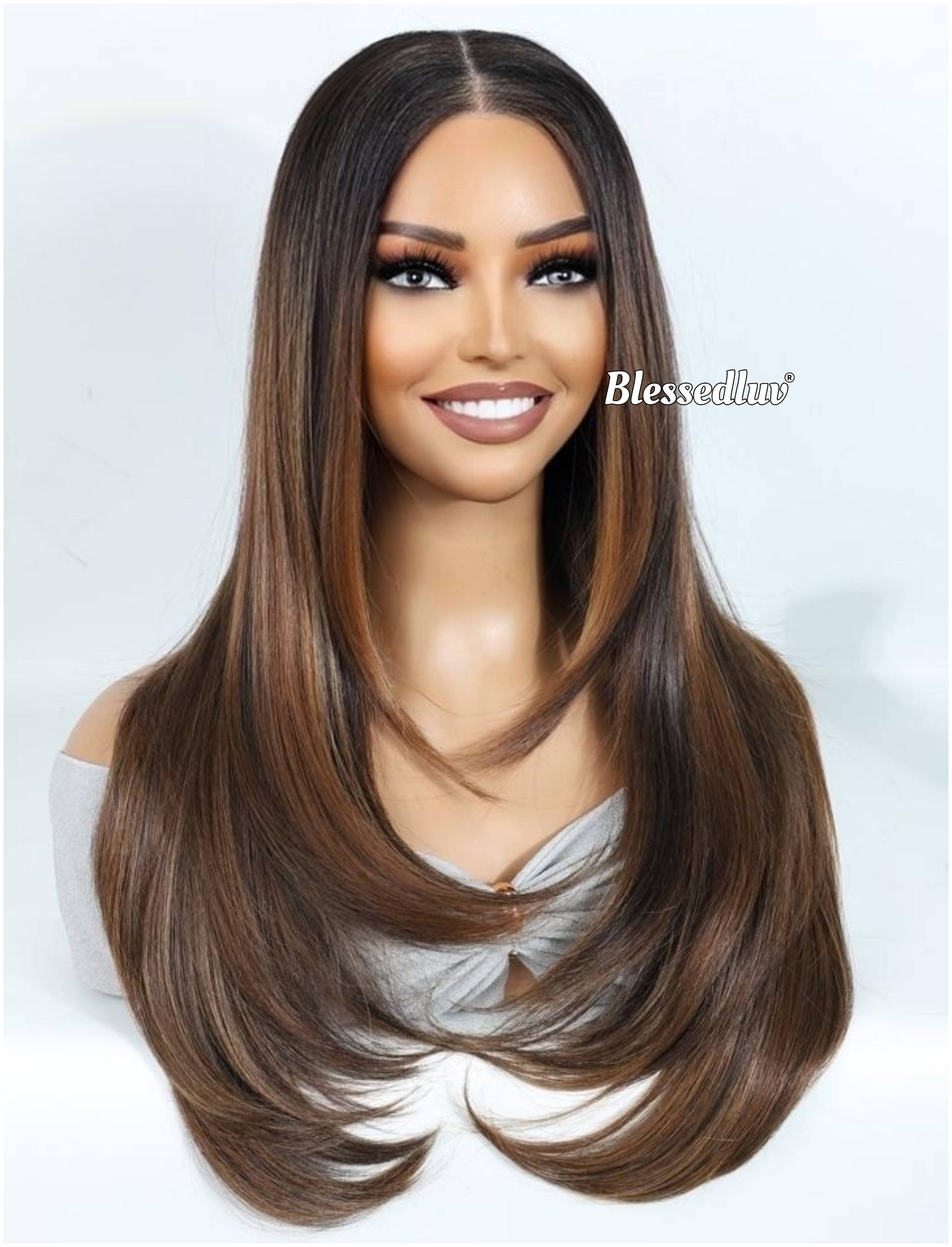 Kristen – Layered Premium Human Hair Blend Wig-Wig-Blessedluv.com-Brazilianweave.com