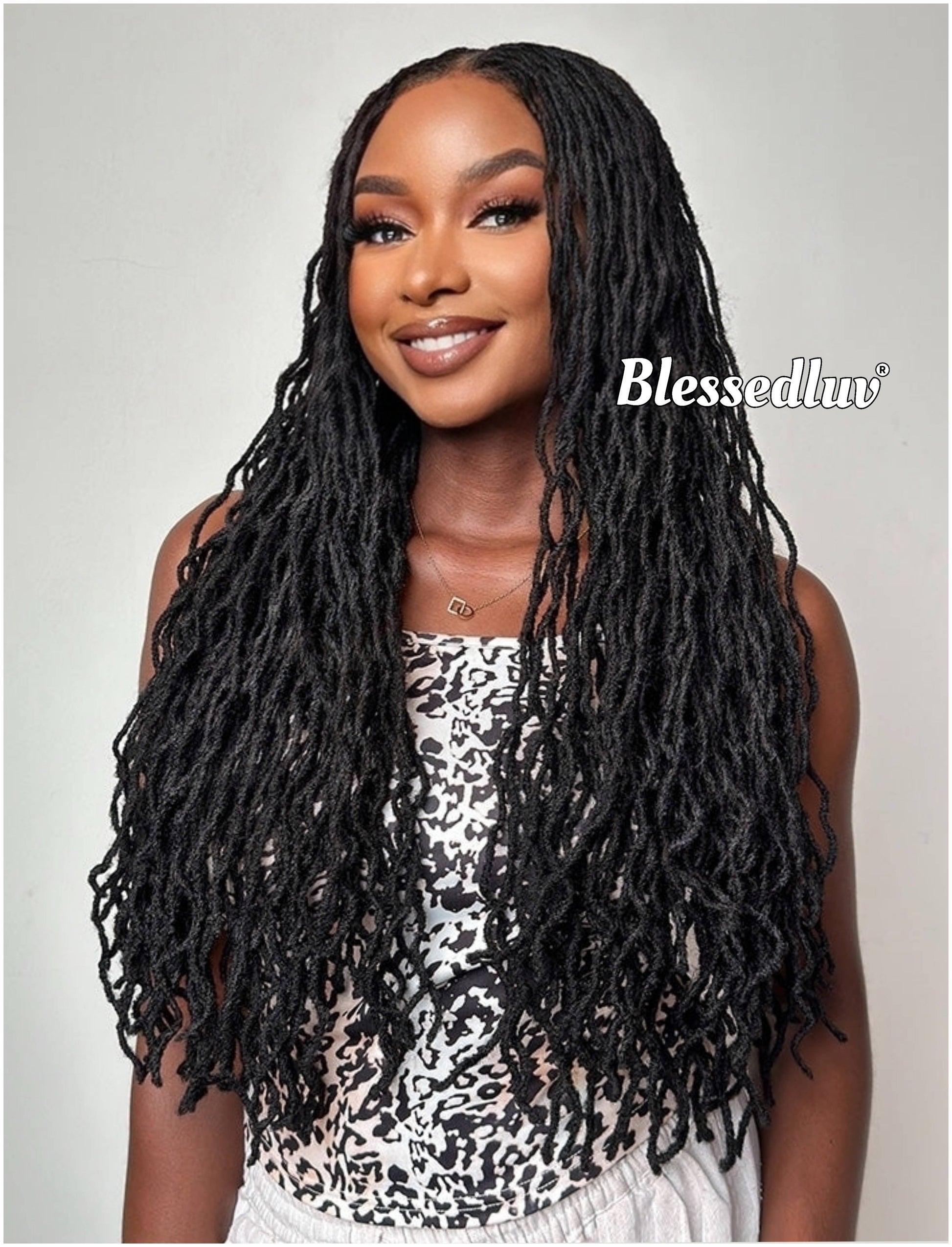 Nadia - Twisted Knotless Bohemian Locs Braids Full Lace HD Wig – Adjustable Drawstring-Wig-Blessedluv.com-Brazilianweave.com