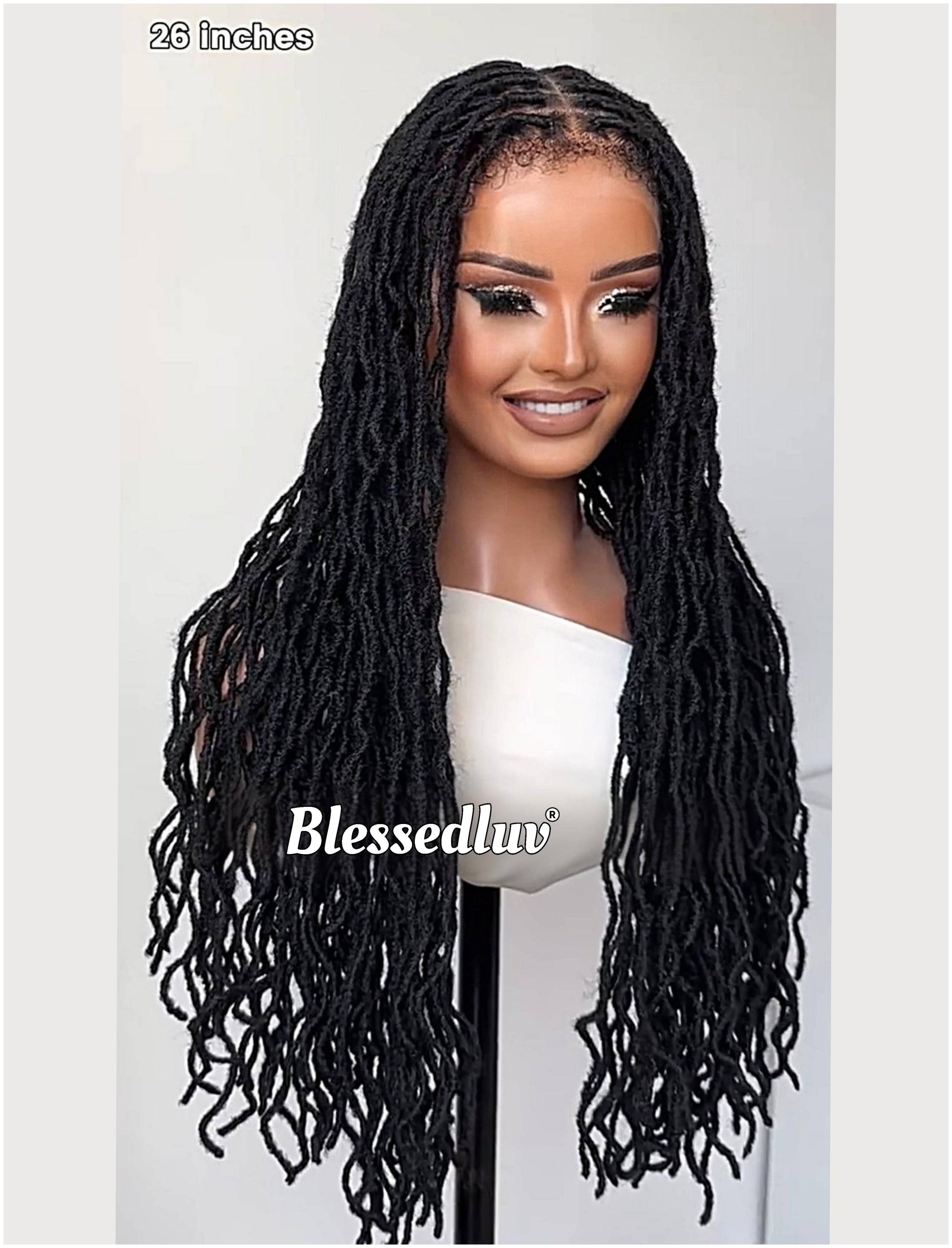 Nadia - Twisted Knotless Bohemian Locs Braids Full Lace HD Wig – Adjustable Drawstring-Wig-Blessedluv.com-Brazilianweave.com