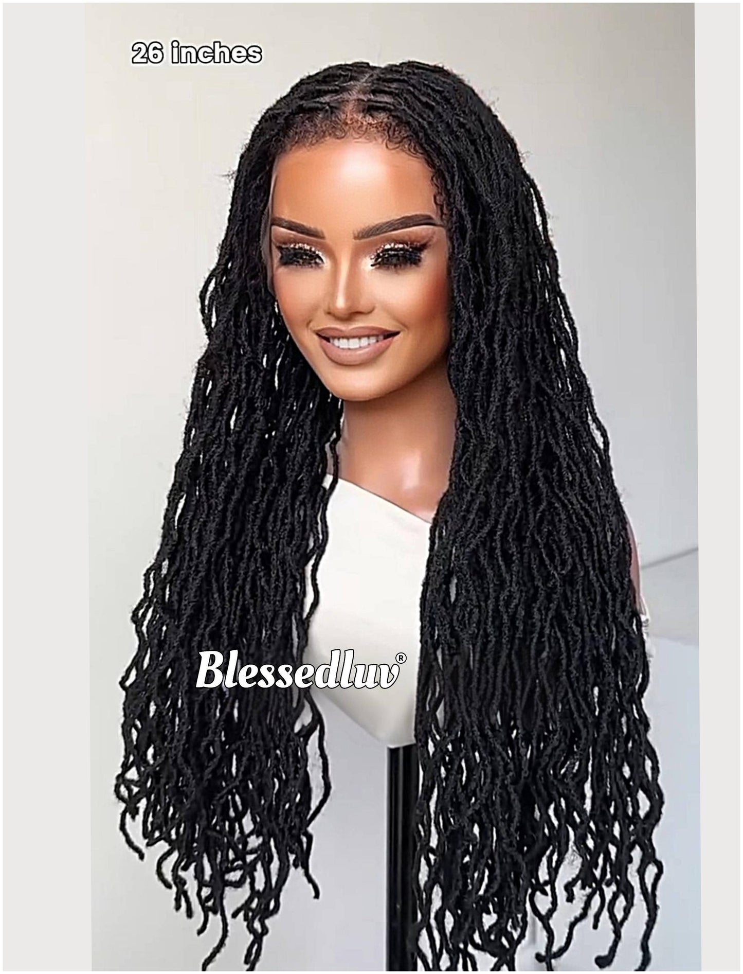 Nadia - Twisted Knotless Bohemian Locs Braids Full Lace HD Wig – Adjustable Drawstring-Wig-Blessedluv.com-Brazilianweave.com