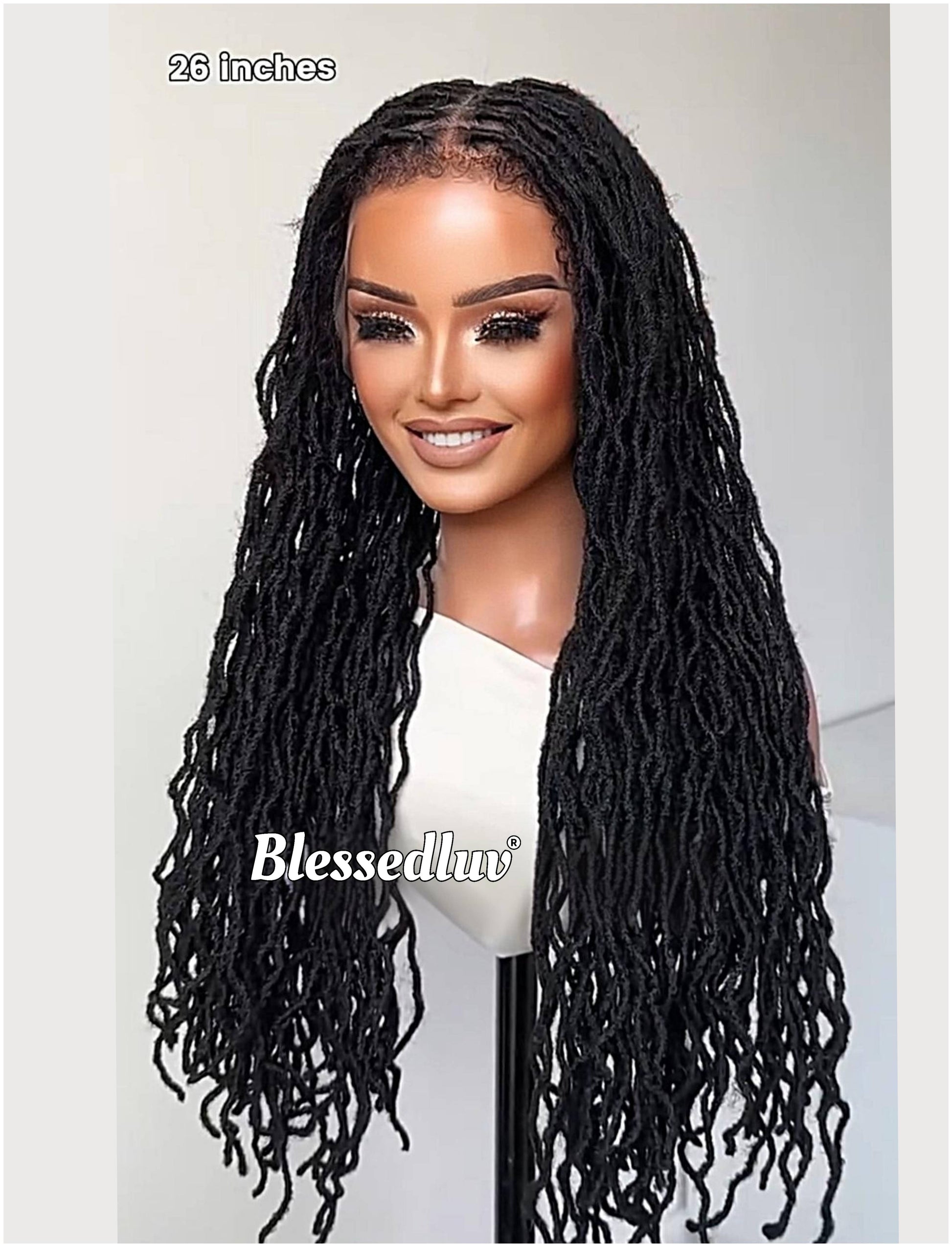 Nadia - Twisted Knotless Bohemian Locs Braids Full Lace HD Wig – Adjustable Drawstring-Wig-Blessedluv.com-Brazilianweave.com