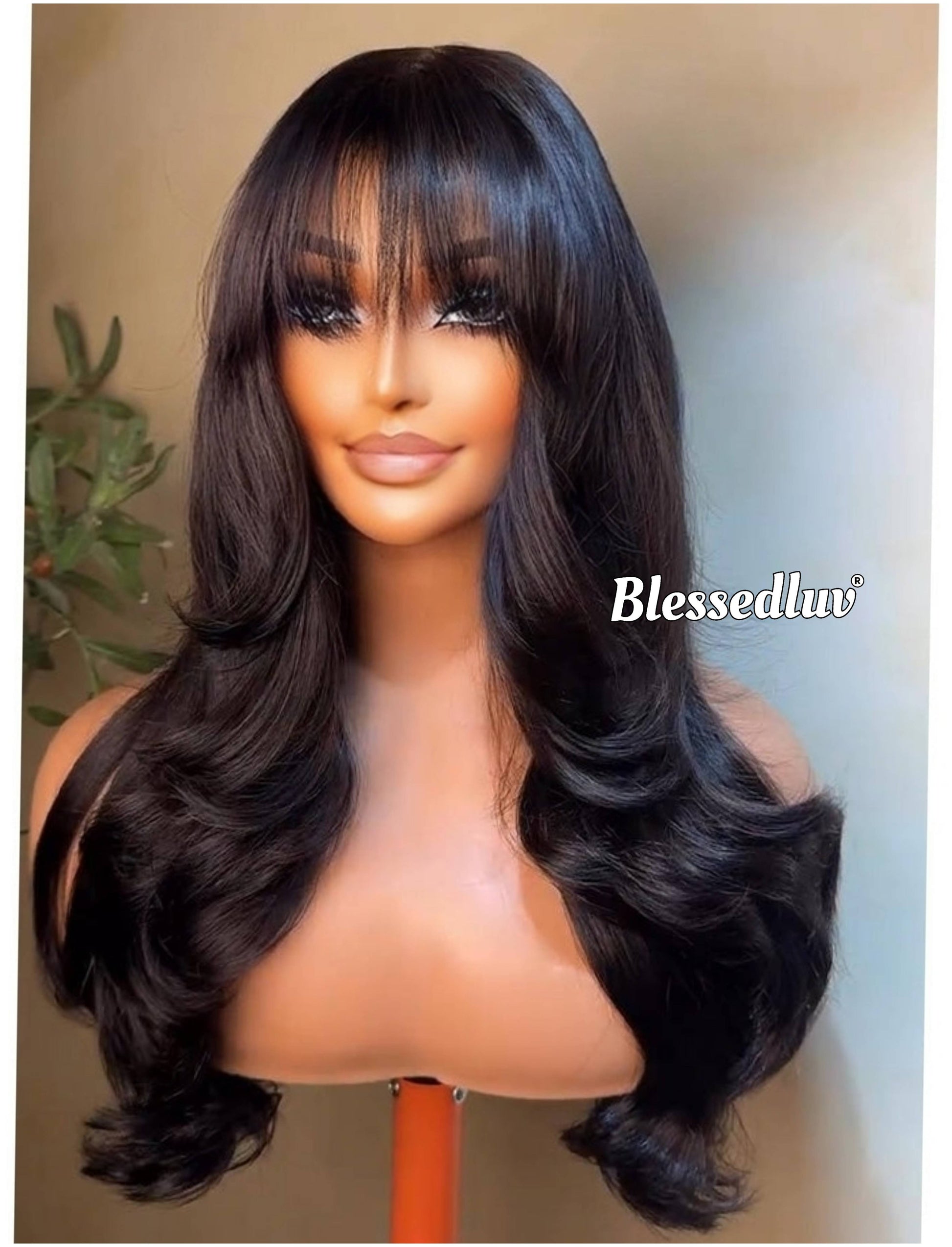 Sammy – Glueless Fringe Layered Bangs HD 4x4 Closure Lace Wig , Ready to Wear-Blessedluv.com-Brazilianweave.com