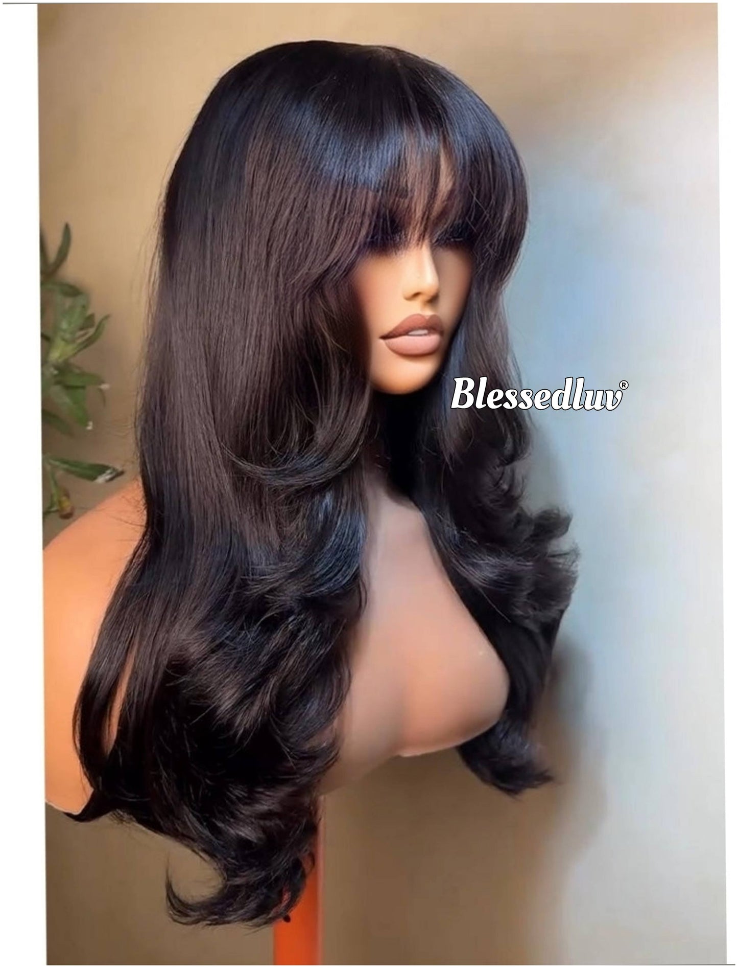 Sammy – Glueless Fringe Layered Bangs HD 4x4 Closure Lace Wig , Ready to Wear-Blessedluv.com-Brazilianweave.com