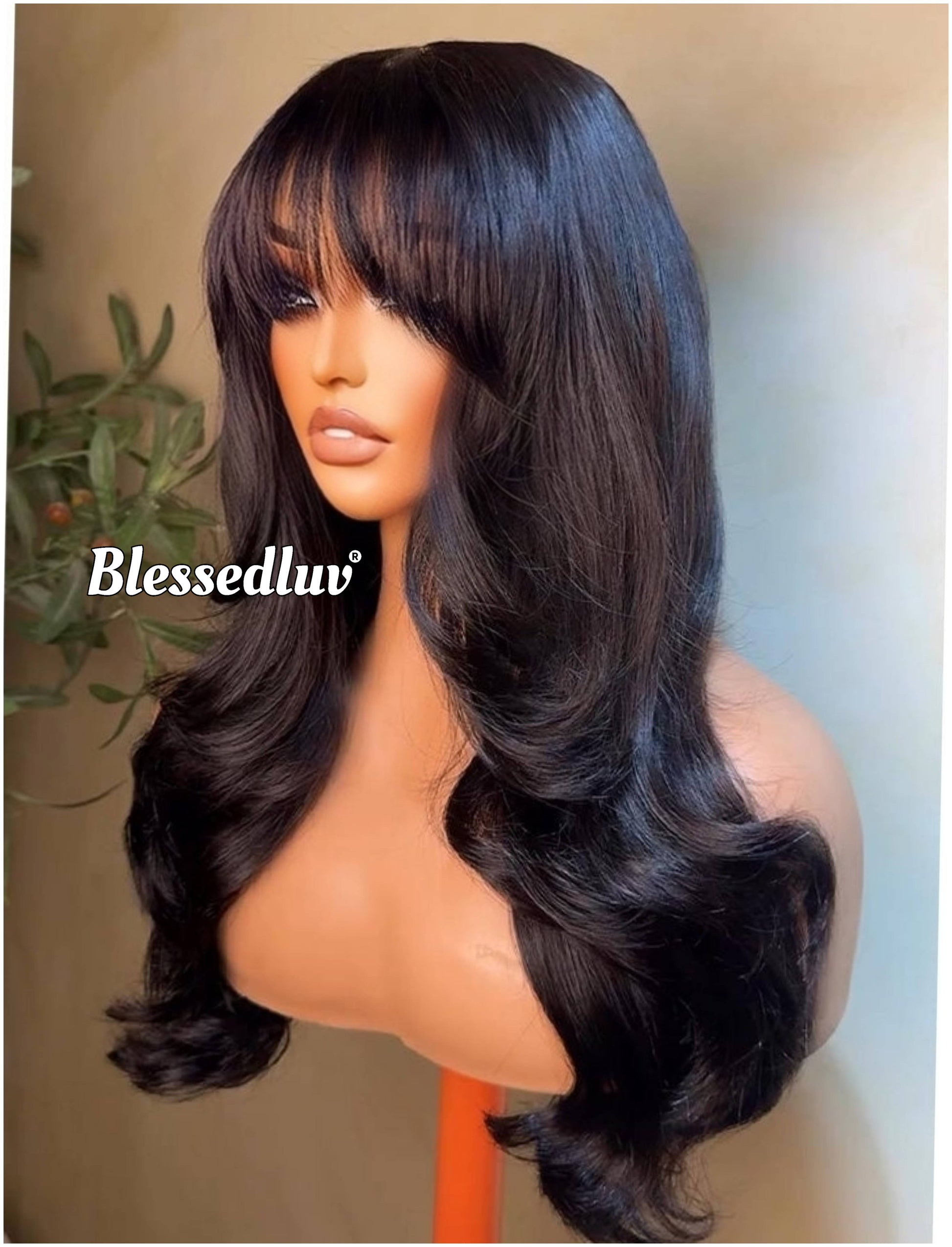 Sammy – Glueless Fringe Layered Bangs HD 4x4 Closure Lace Wig , Ready to Wear-Blessedluv.com-Brazilianweave.com