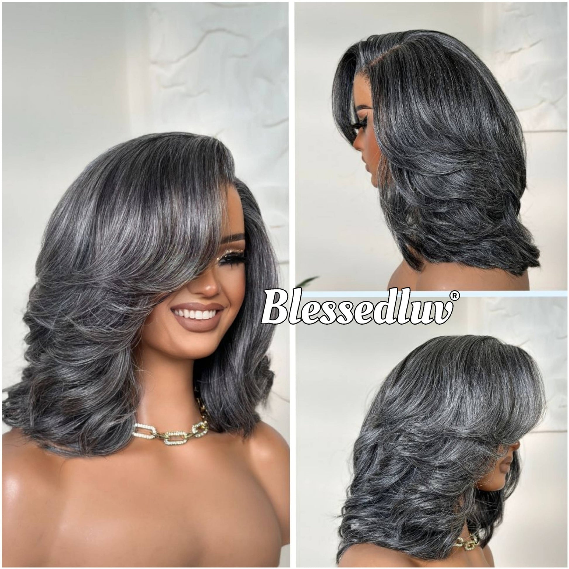 Evelyn - Elegant Salt & Pepper Grey HD Lace Wig – Layered, Glueless-Blessedluv.com-Brazilianweave.com