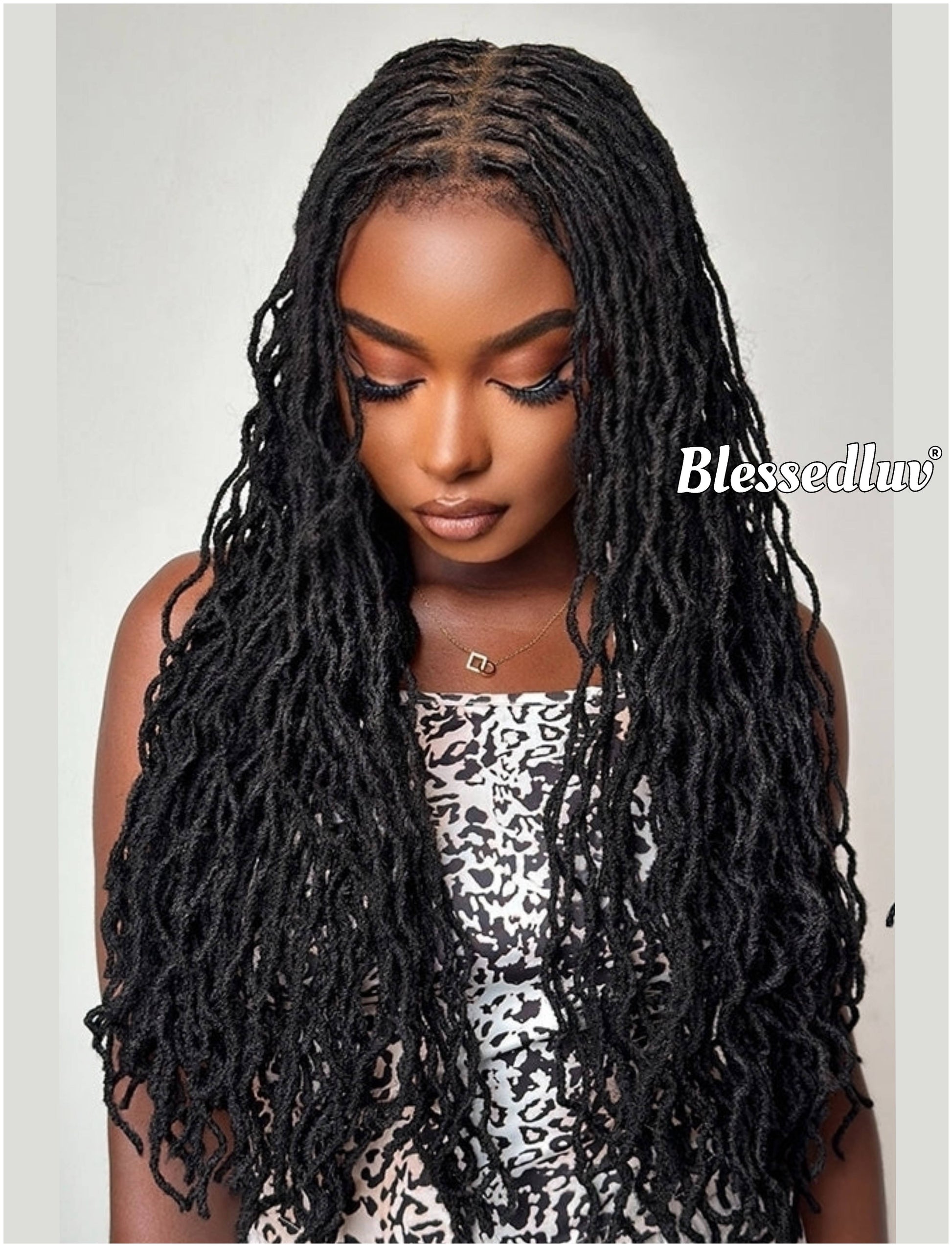 Nadia - Twisted Knotless Bohemian Locs Braids Full Lace HD Wig – Adjustable Drawstring-Wig-Blessedluv.com-Brazilianweave.com