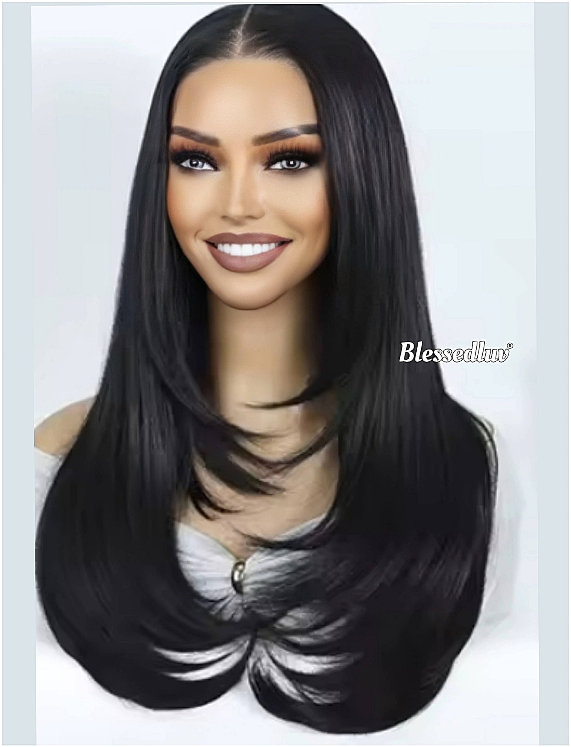 Patricia – Layered Premium Human Hair Blend Wig-Wig-Blessedluv.com-Brazilianweave.com