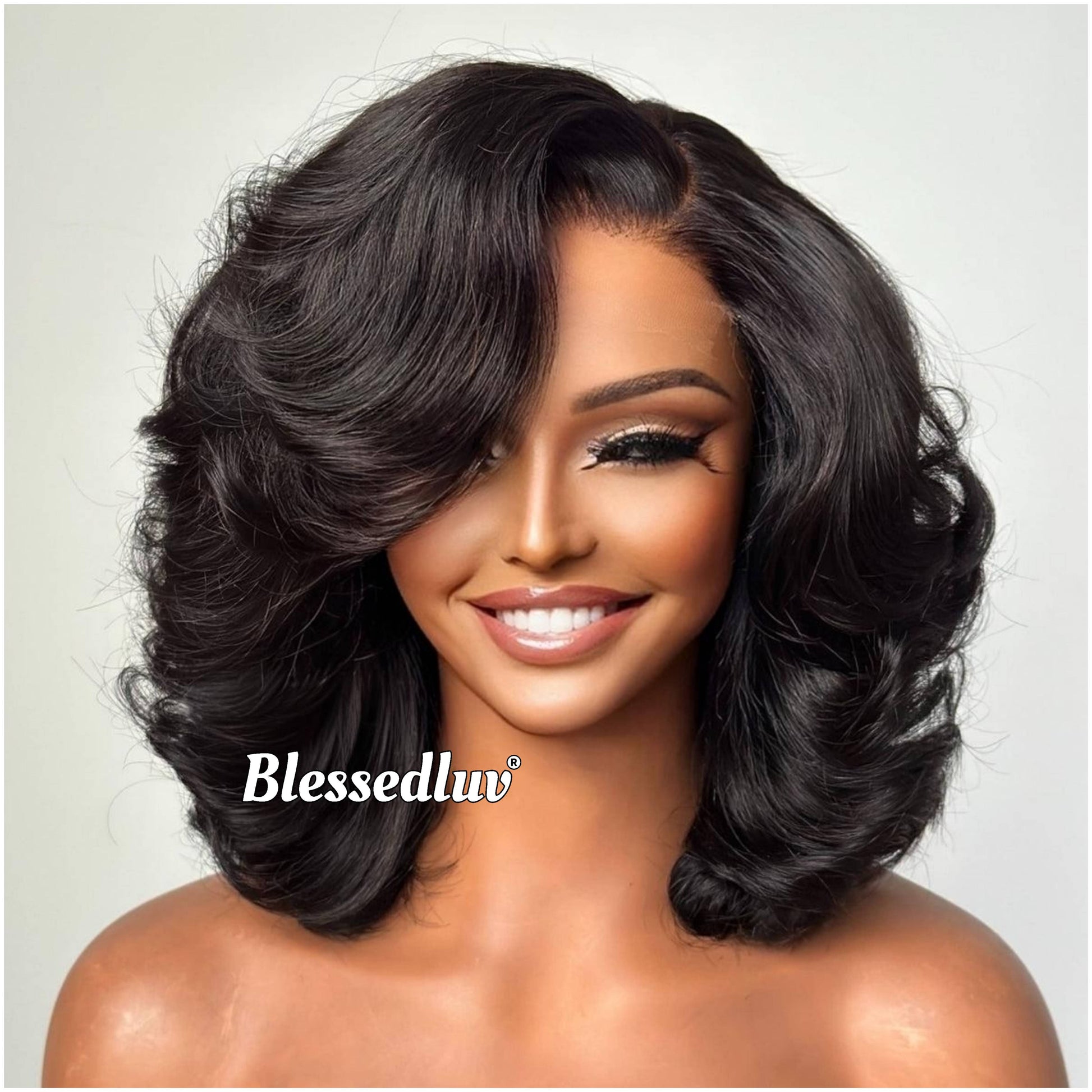 May – Layered Bouncy Curls Glueless HD 5x5 Closure Lace Wig, Ready to Wear-Blessedluv.com-Brazilianweave.com