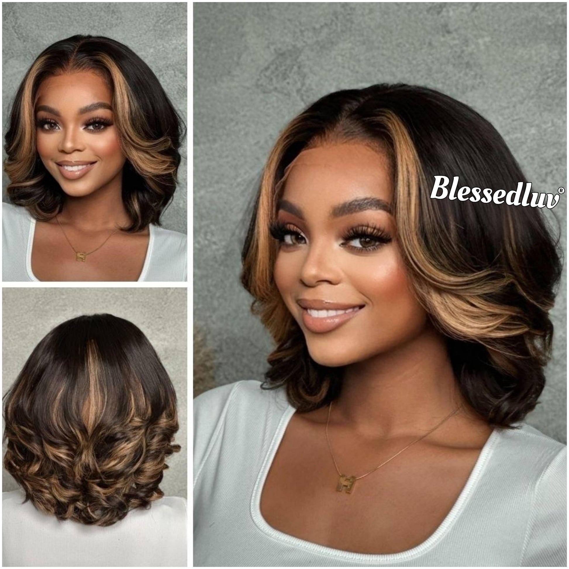 Ebere – Glueless Layered HD Closure Lace Wig in Highlights, Ready to Wear-Blessedluv.com-Brazilianweave.com