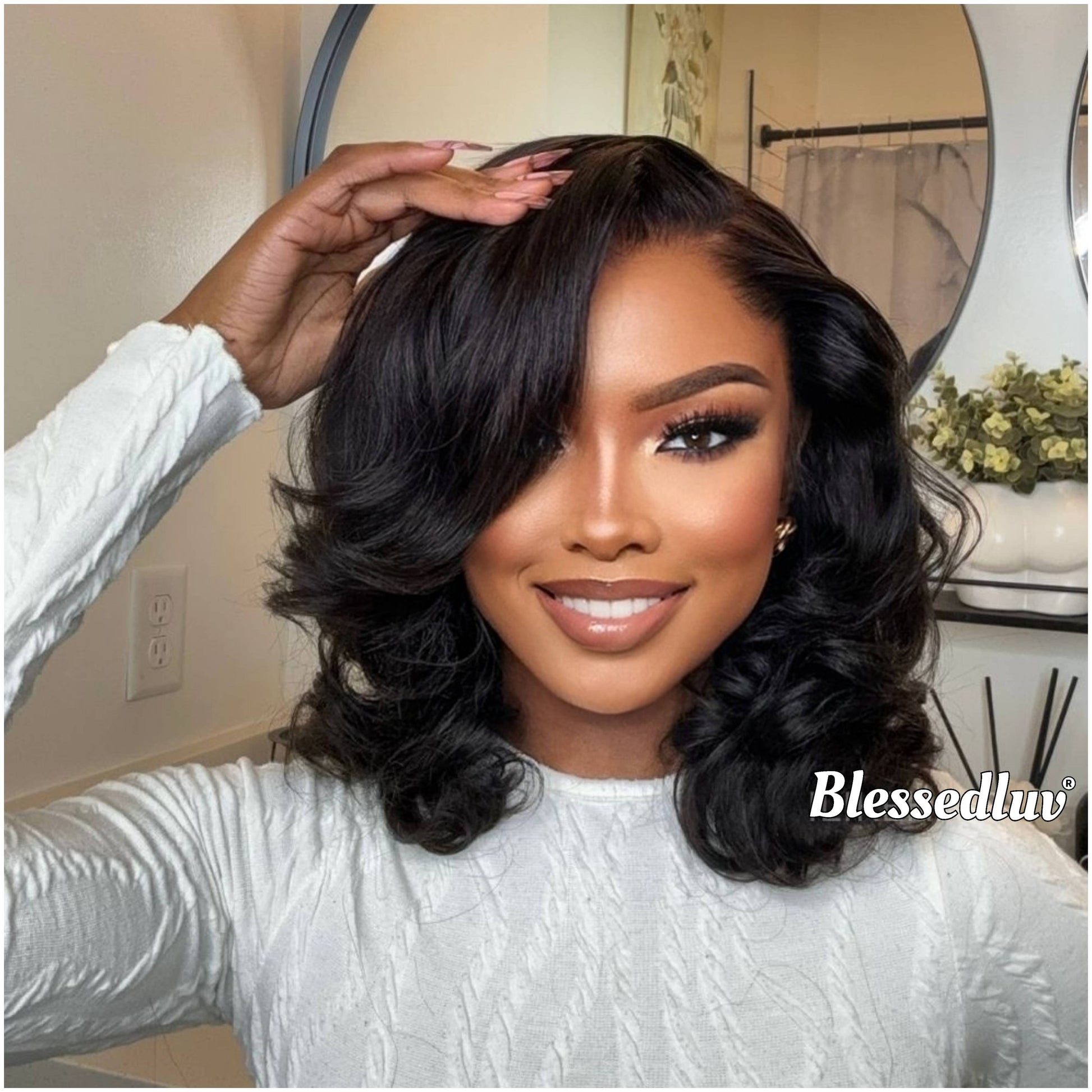 May – Layered Bouncy Curls Glueless HD 5x5 Closure Lace Wig, Ready to Wear-Blessedluv.com-Brazilianweave.com