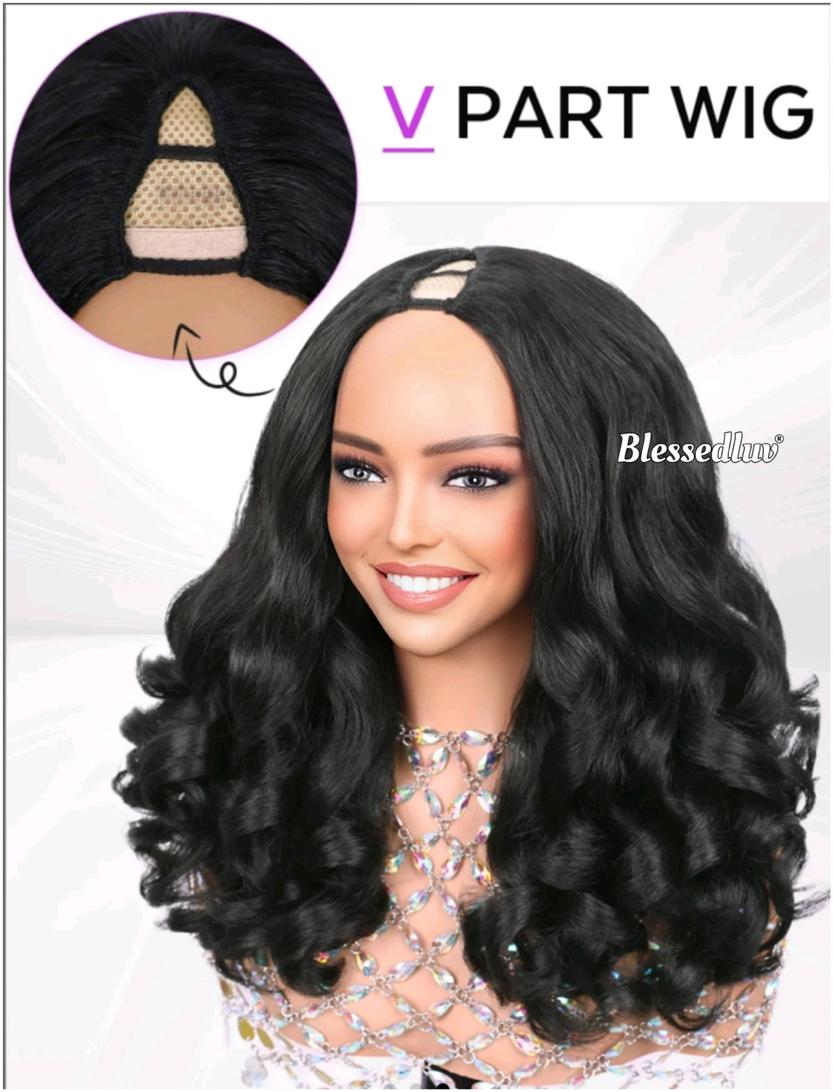 Mari – Textured V-Part Wig Premium Human Hair Blend Wig-Wig-Blessedluv.com-Brazilianweave.com