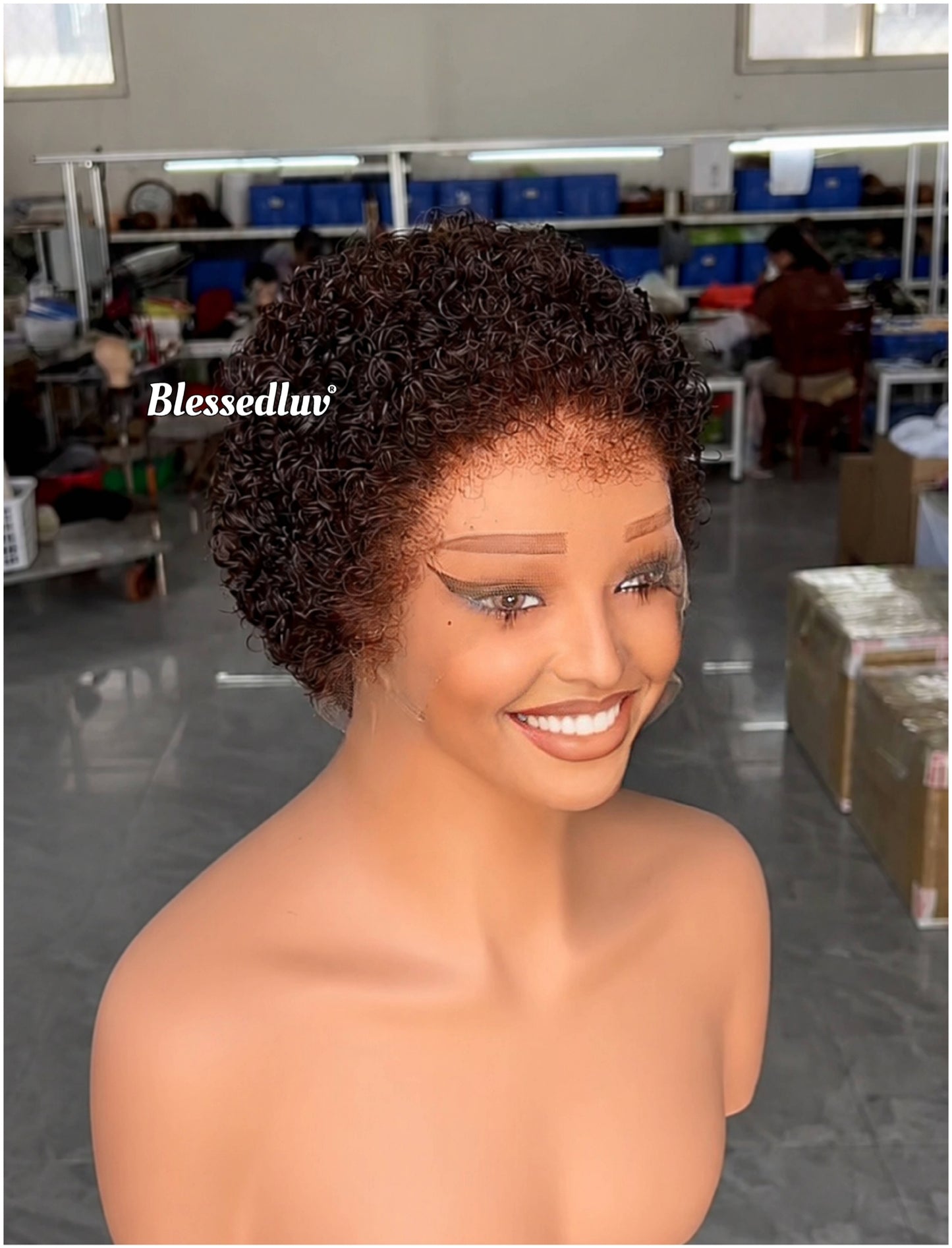 Paulette – Afro Curly Pixie Glueless Lace Wig, Ready to Wear