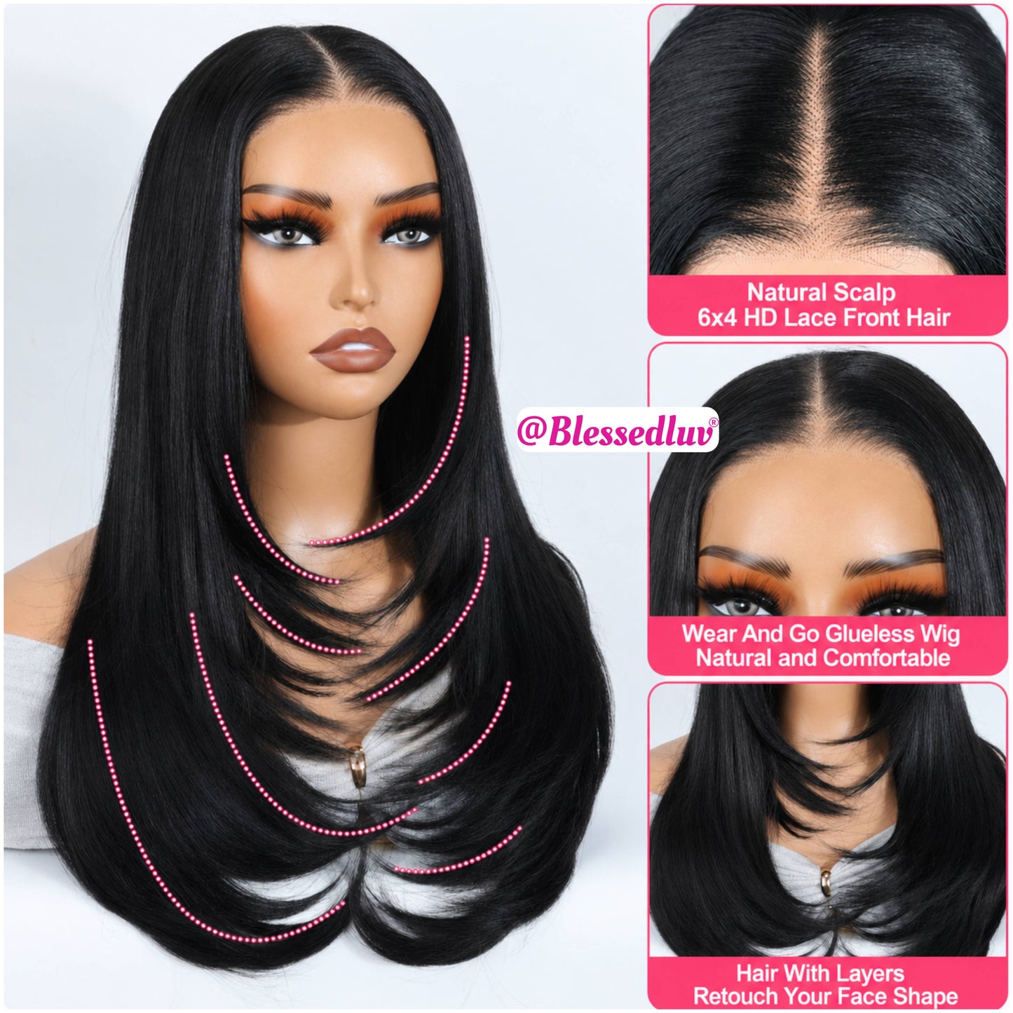 Patricia – Layered Premium Human Hair Blend Wig-Wig-Blessedluv.com-Brazilianweave.com