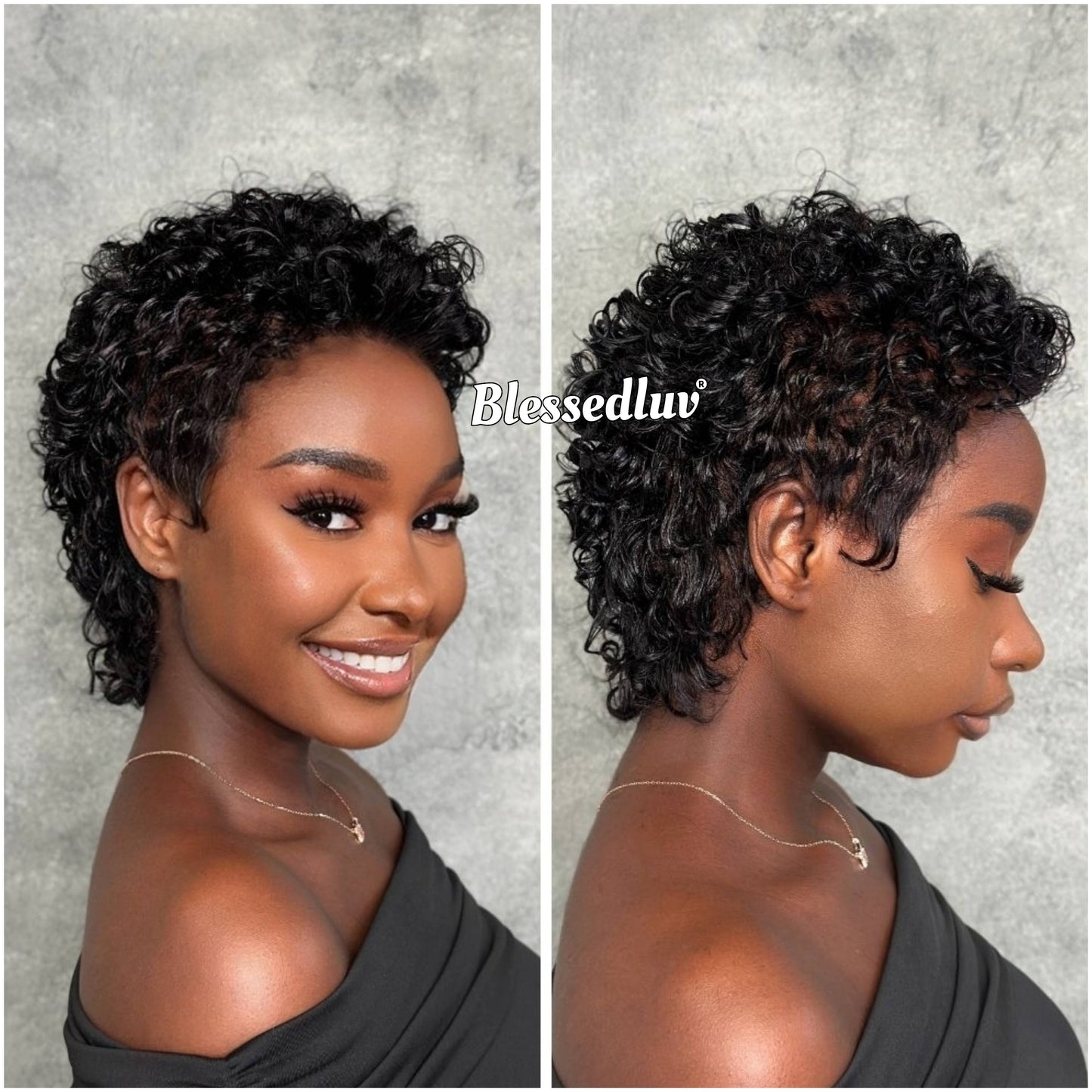 Nina – Curly Pixie Cut Glueless Full Lace Wig, Ready to Wear-Blessedluv.com-Brazilianweave.com