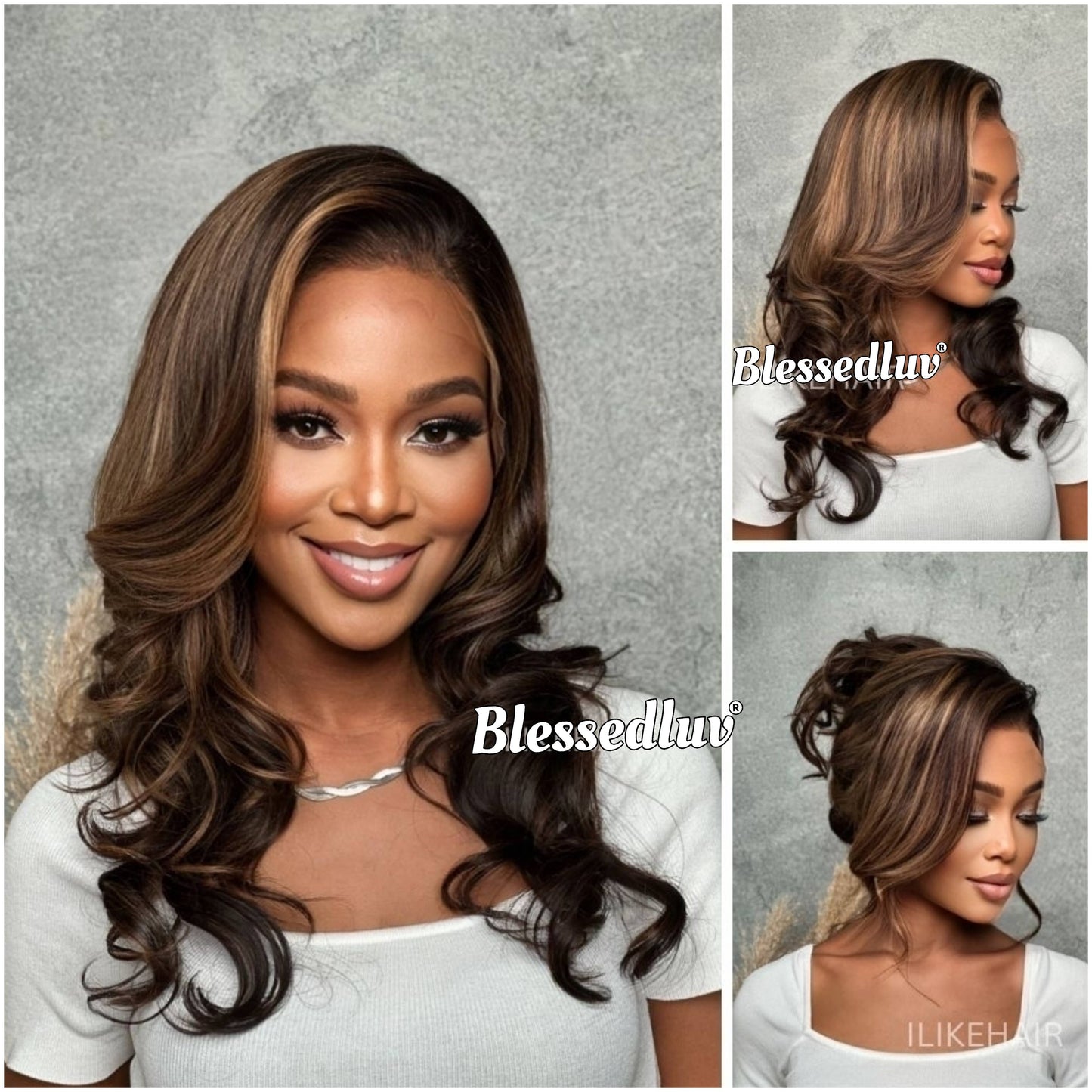 Tiffany – Glueless Layered HD Lace Wig in Highlights, Ready to Wear-Blessedluv.com-Brazilianweave.com
