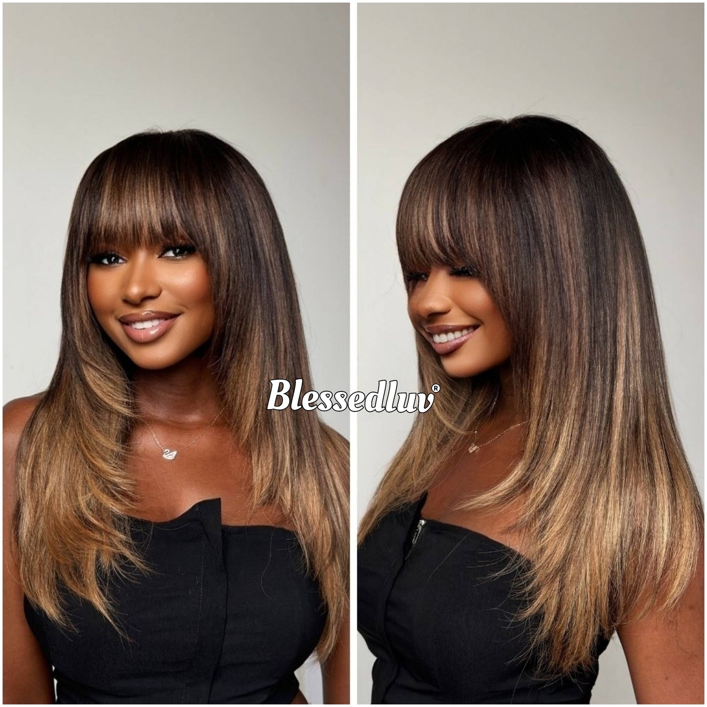 Mabel – Glueless Layered Bangs HD 5x5 Closure Lace Wig Balayage, Ready to Wear-Blessedluv.com-Brazilianweave.com