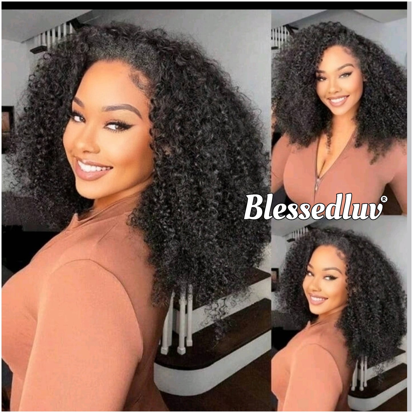 Nia - Half Wig - Afro curly Kinky Texture Glueless Wig-Blessedluv.com-Brazilianweave.com