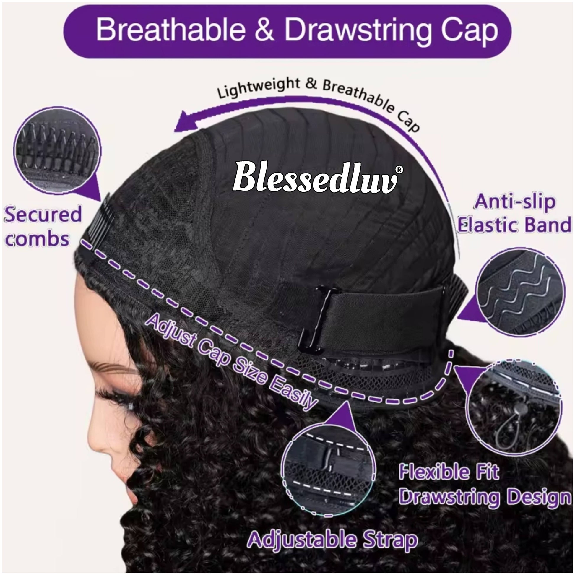 Nia - Half Wig - Afro curly Kinky Texture Glueless Wig-Blessedluv.com-Brazilianweave.com