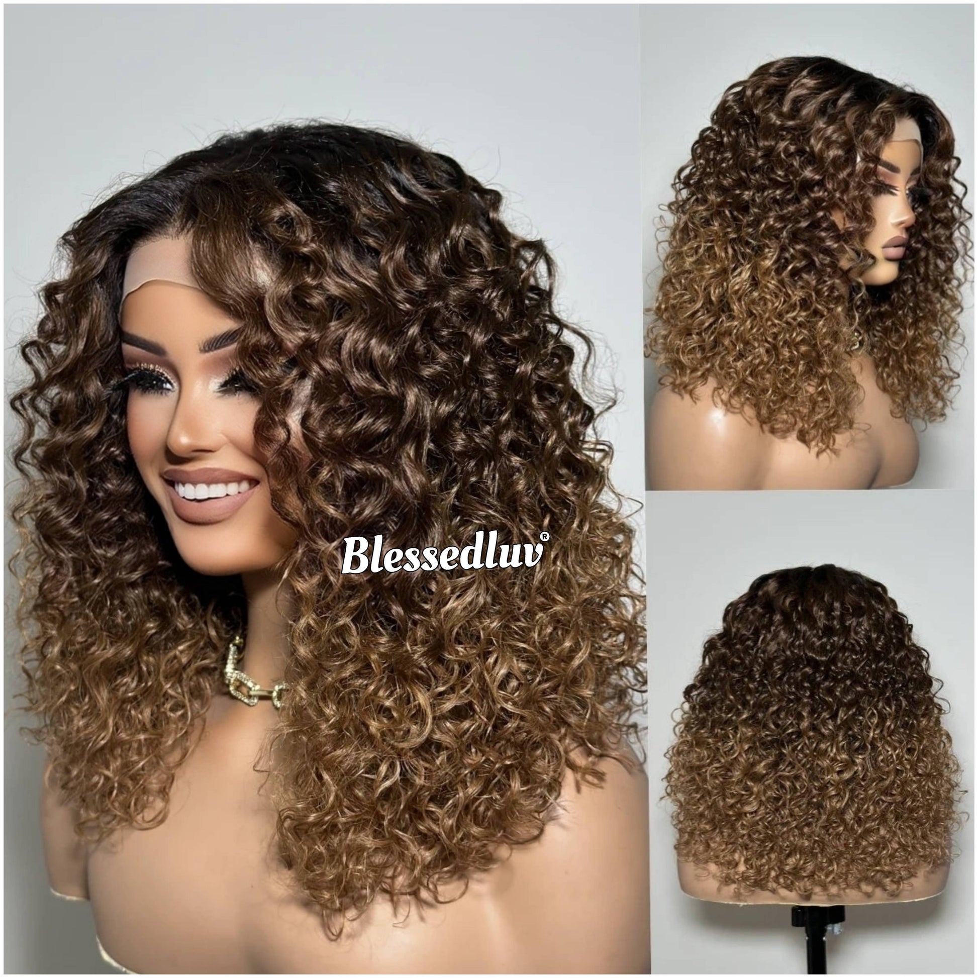 Valentina – 3-Tone Ombre Glueless Curly Bangs, Ready to Wear-Blessedluv.com-Brazilianweave.com