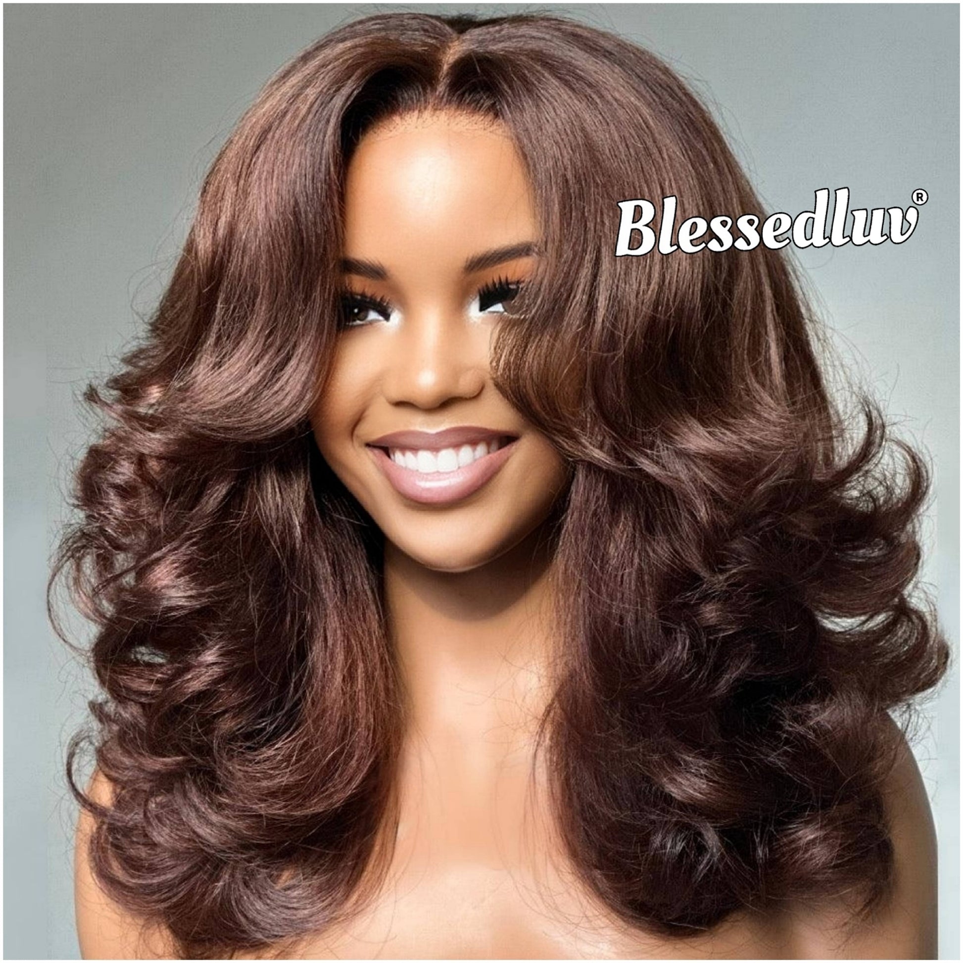 Giselle – Glueless Layered HD 5x5 Closure Lace Wig in Chocolate, Ready to Wear-Blessedluv.com-Brazilianweave.com
