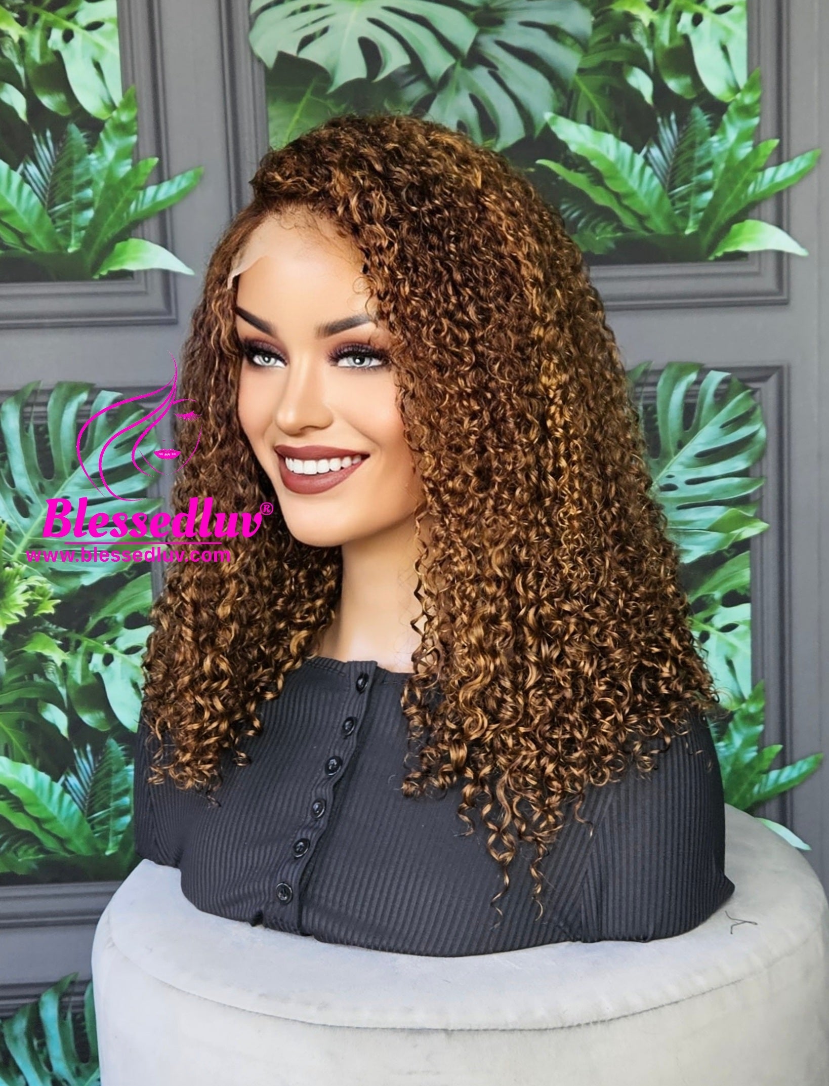 London - Luxury Curly Balayage Lace Closure Wig - Side Parting-WIG-www.blessedluv.com-Brazilianweave.com