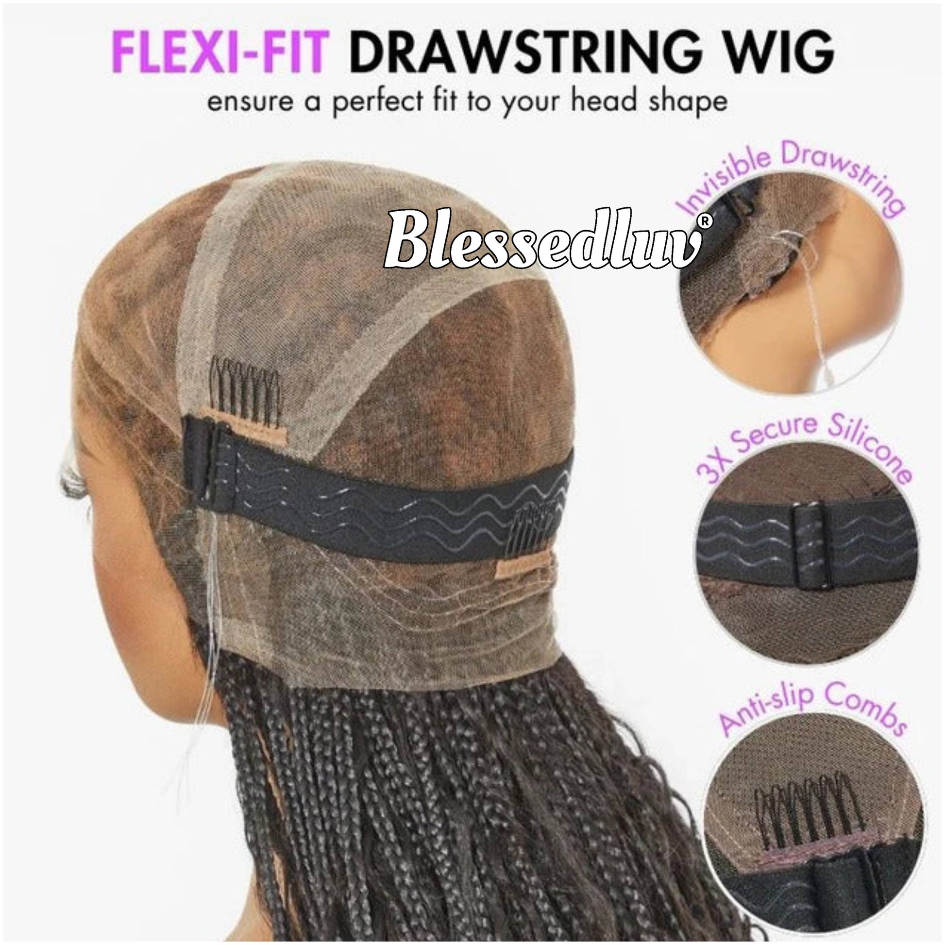 Nadia - Twisted Knotless Bohemian Locs Braids Full Lace HD Wig – Adjustable Drawstring-Wig-Blessedluv.com-Brazilianweave.com