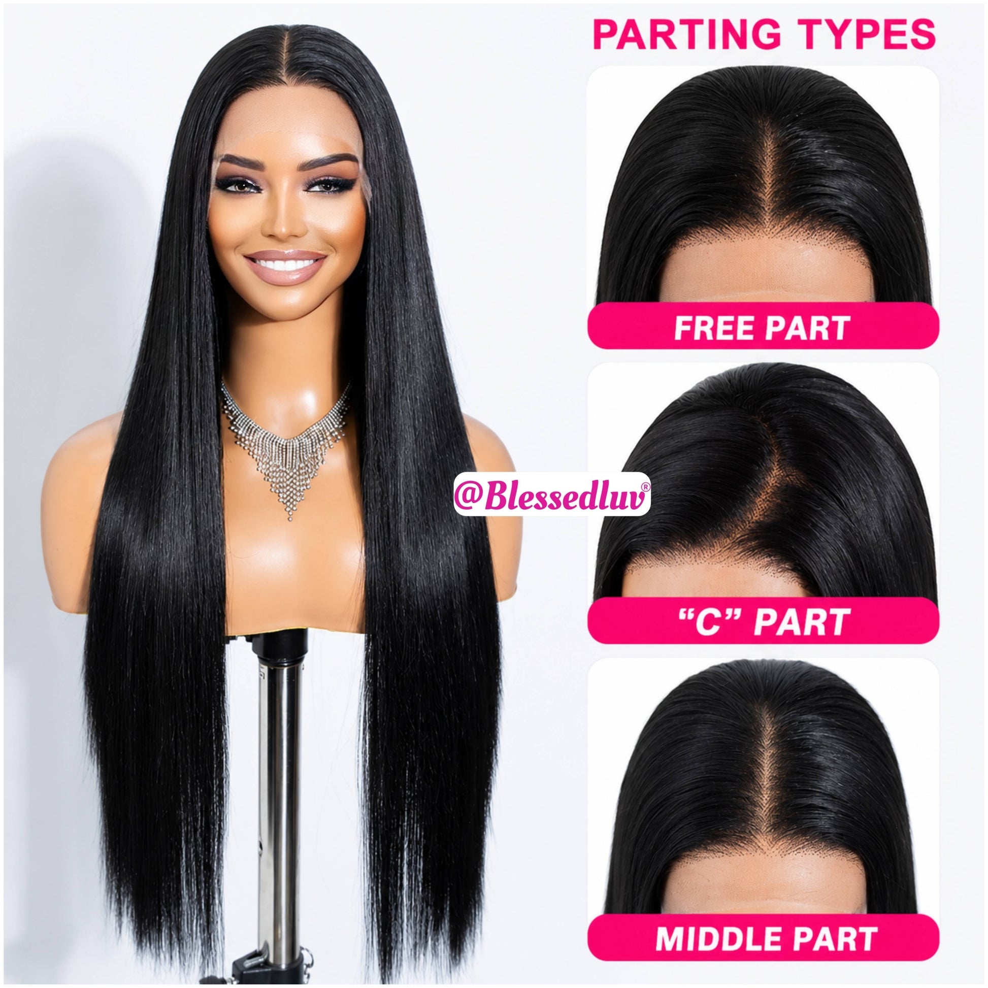 Vanessa – Bone Straight Lookalike Glueless Premium Human Hair Blend Wig-Wig-Blessedluv.com-Brazilianweave.com