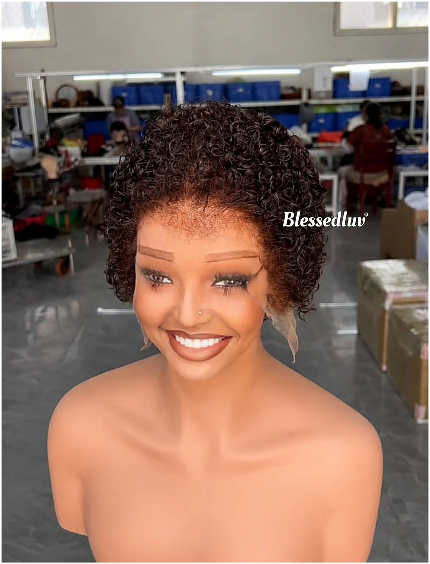 Paulette – Afro Curly Pixie Glueless Lace Wig, Ready to Wear