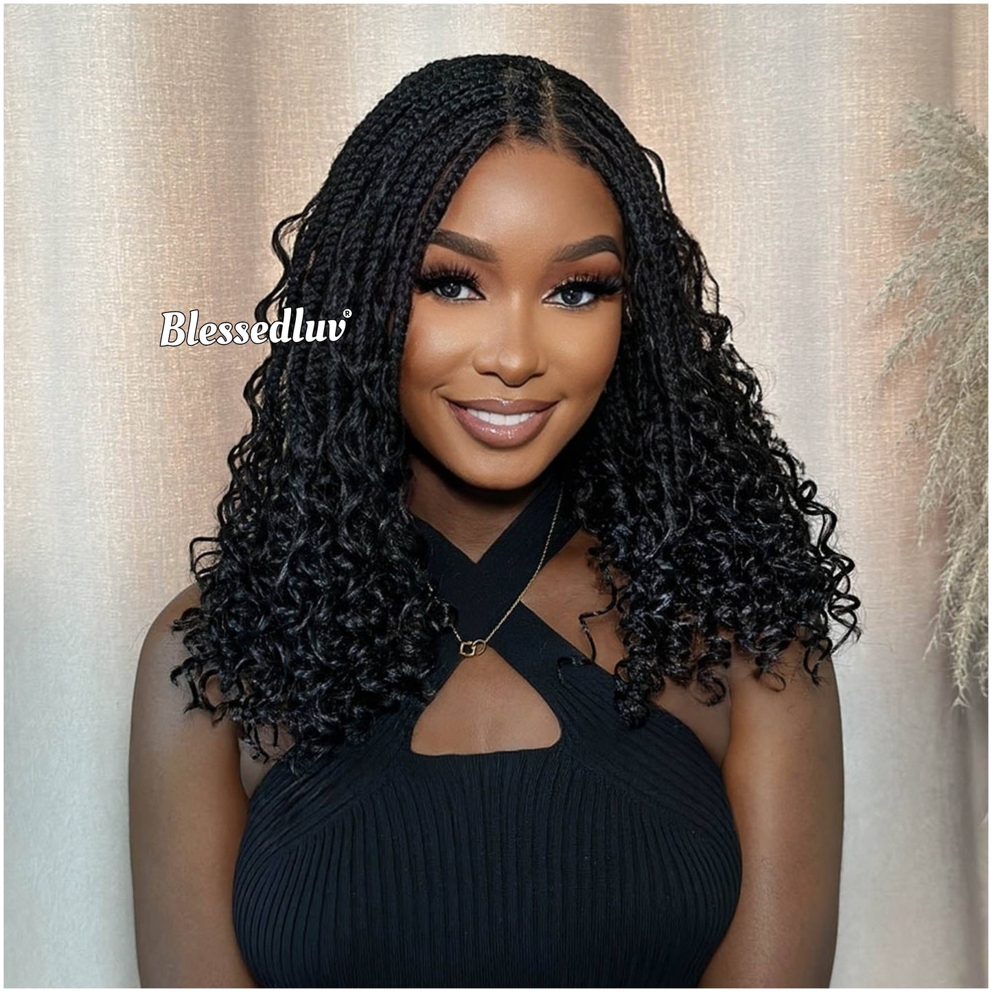 Bola - Shoulder Length Boho Knotless Braids Full Lace HD Wig – Adjustable Drawstring-Wig-Blessedluv.com-Brazilianweave.com