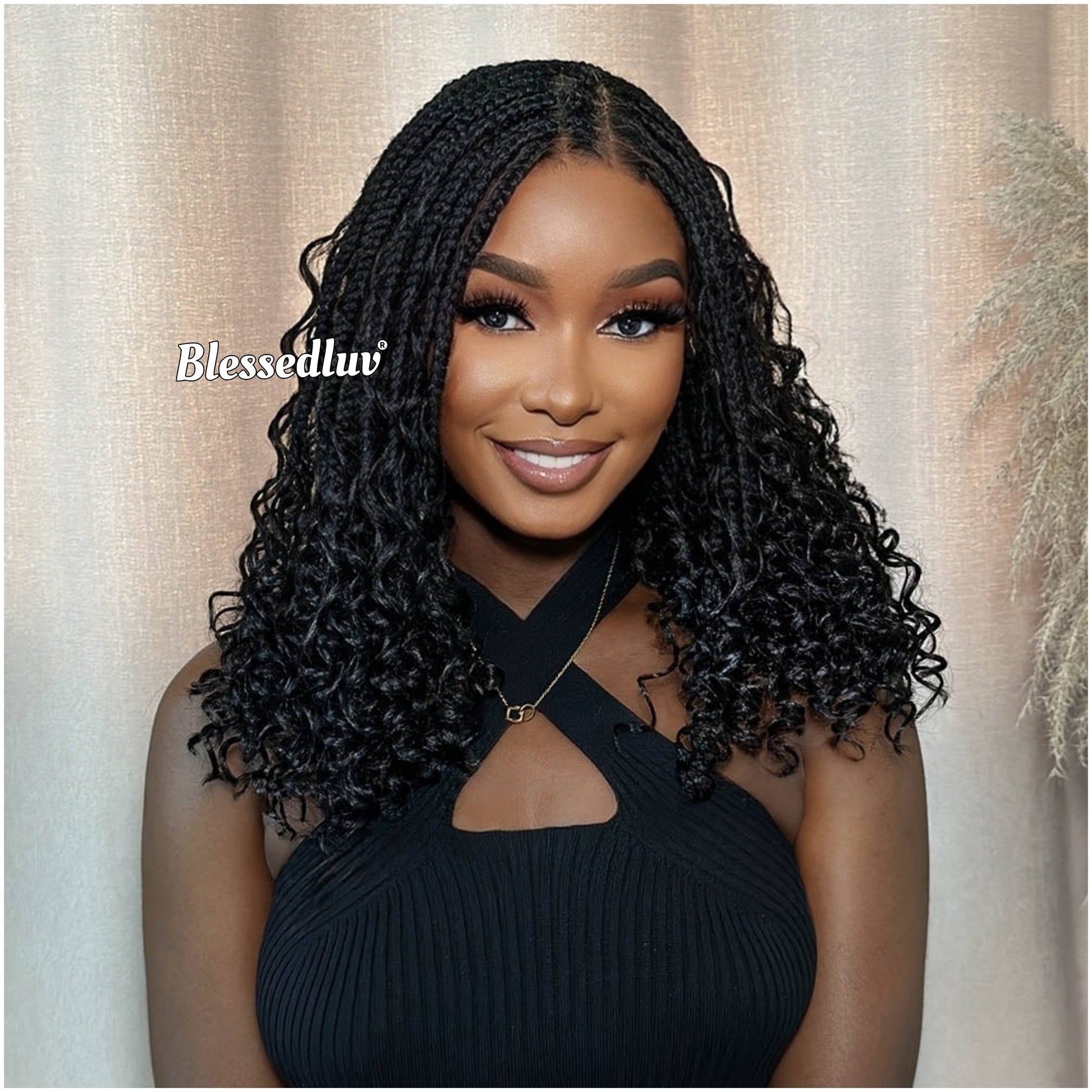 Bola - Shoulder Length Boho Knotless Braids Full Lace HD Wig – Adjustable Drawstring-Wig-Blessedluv.com-Brazilianweave.com