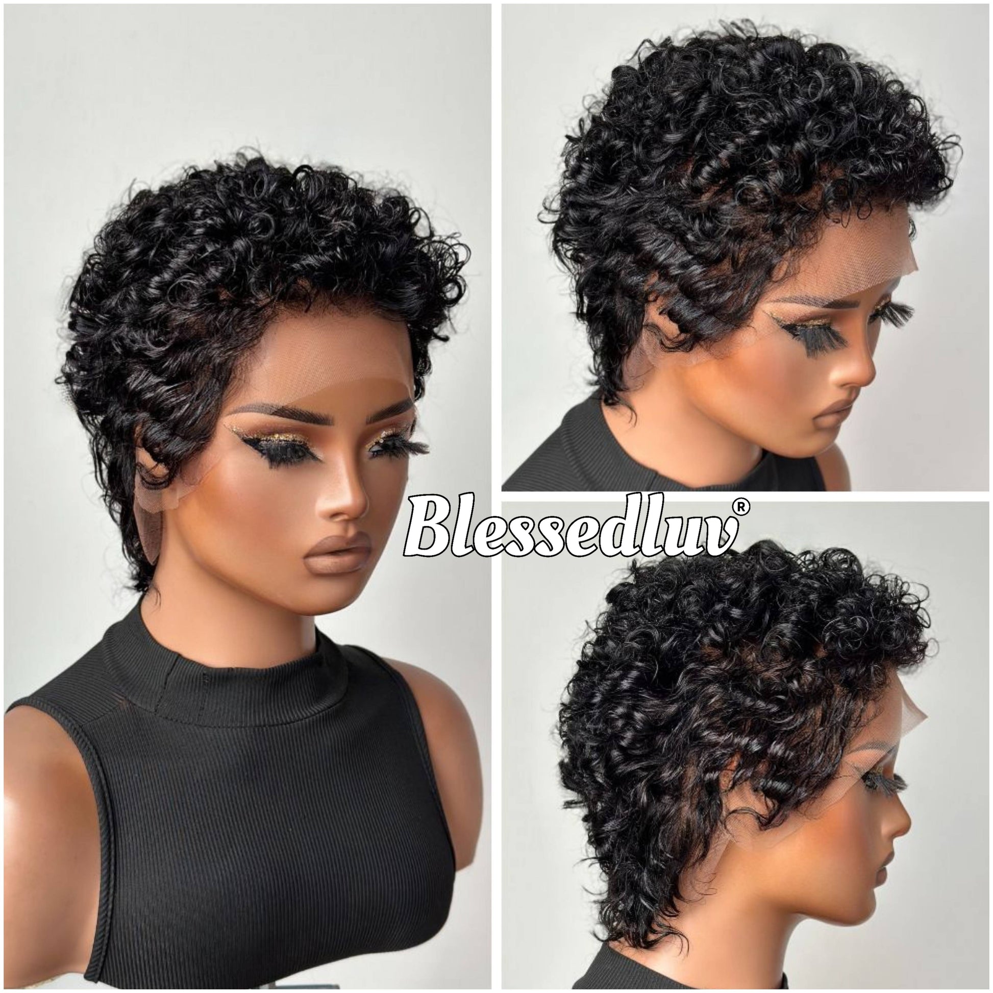Nina – Curly Pixie Cut Glueless Full Lace Wig, Ready to Wear-Blessedluv.com-Brazilianweave.com