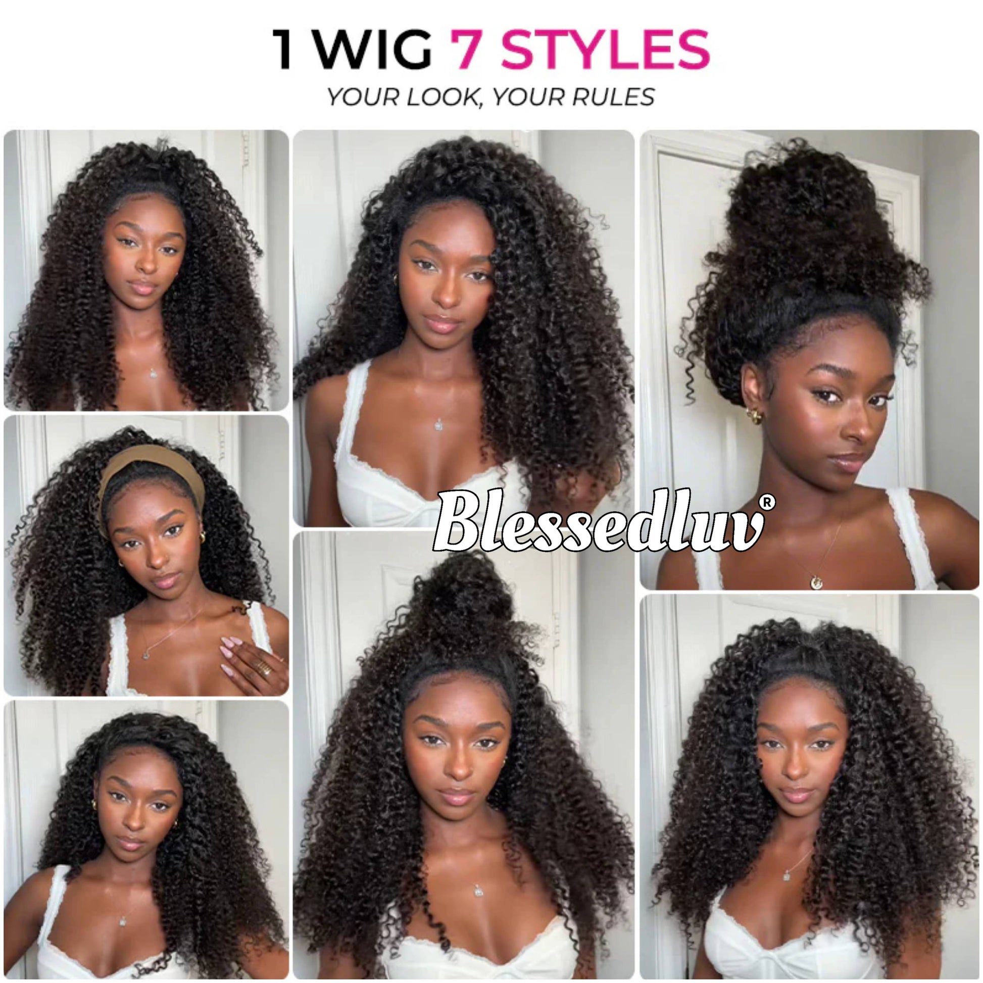 Nia - Half Wig - Afro curly Kinky Texture Glueless Wig-Blessedluv.com-Brazilianweave.com