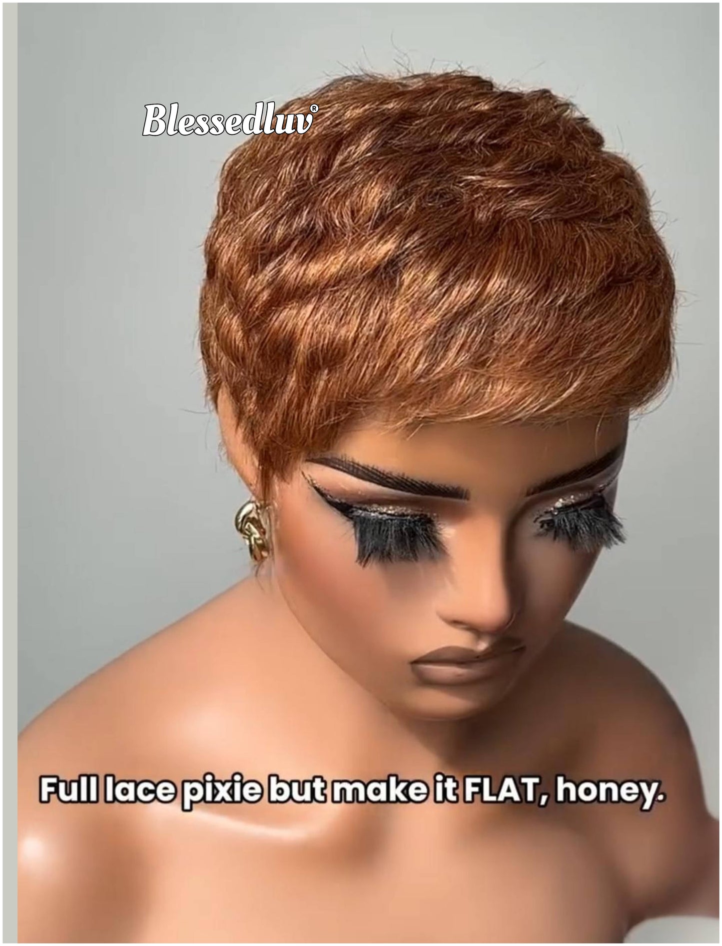 Honey – Pixie Cut Glueless Full Lace Wig, Ready to Wear-Blessedluv.com-Brazilianweave.com